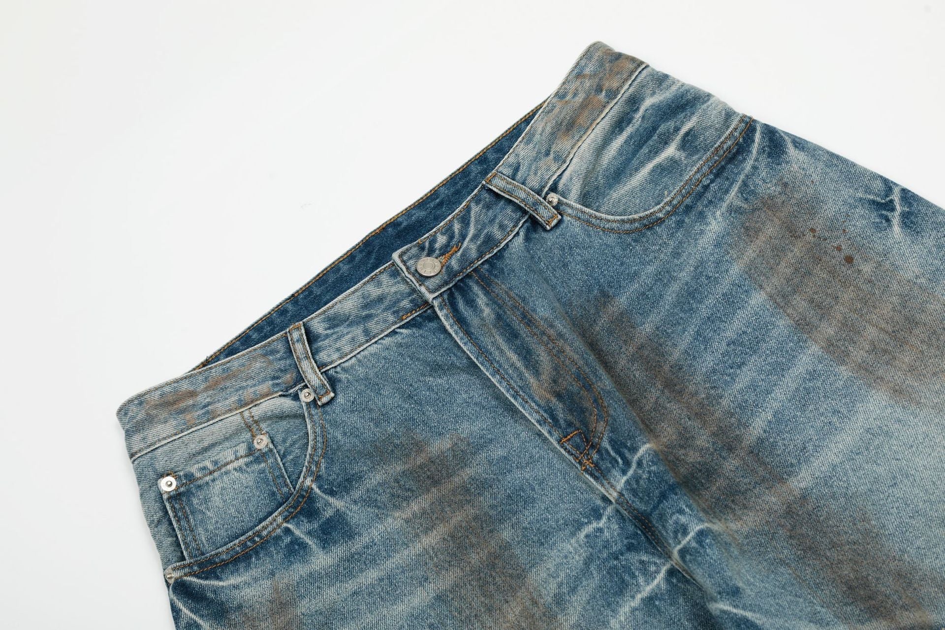 Washed Damage Barrel Denim Jeans