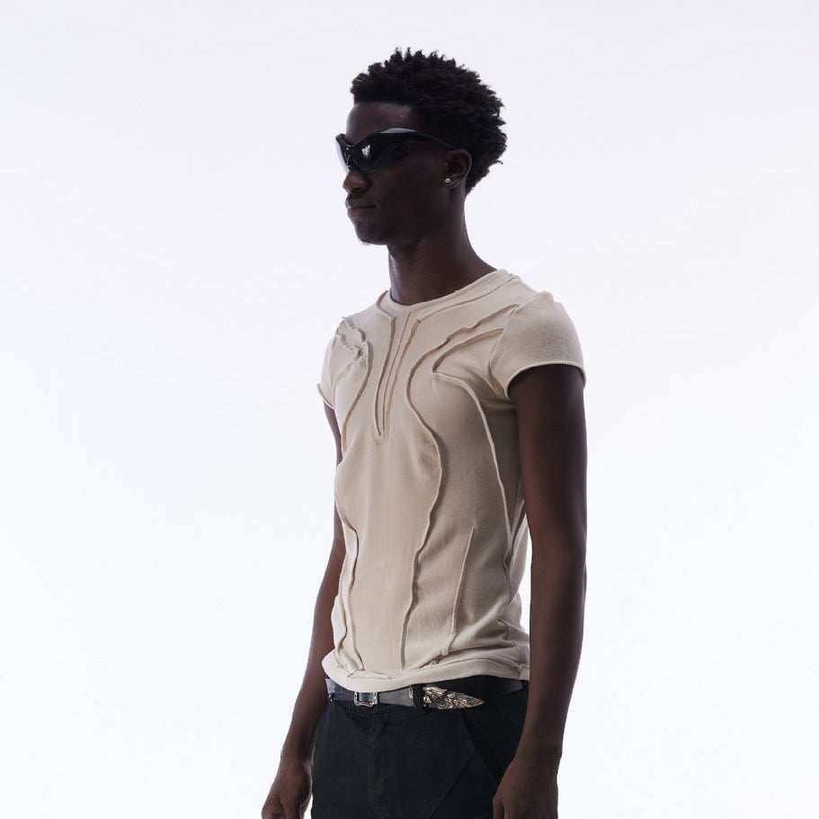 Washed Deconstruction Layered Short Sleeve T-Shirt