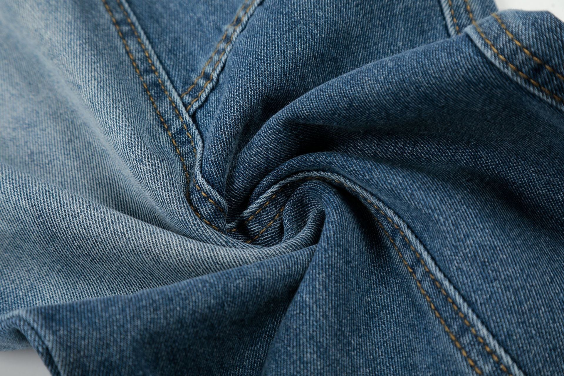 Curved Wide Leg Patchwork Denim Jeans