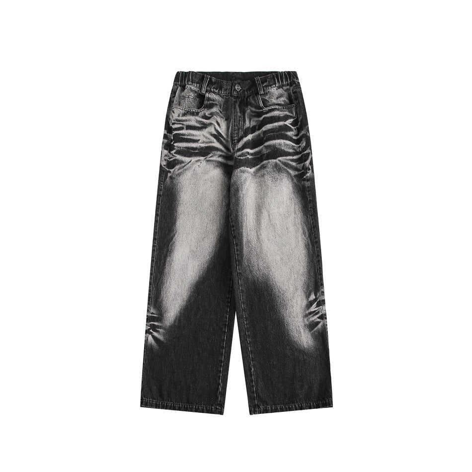 Retro Distressed Wide-Leg Jeans