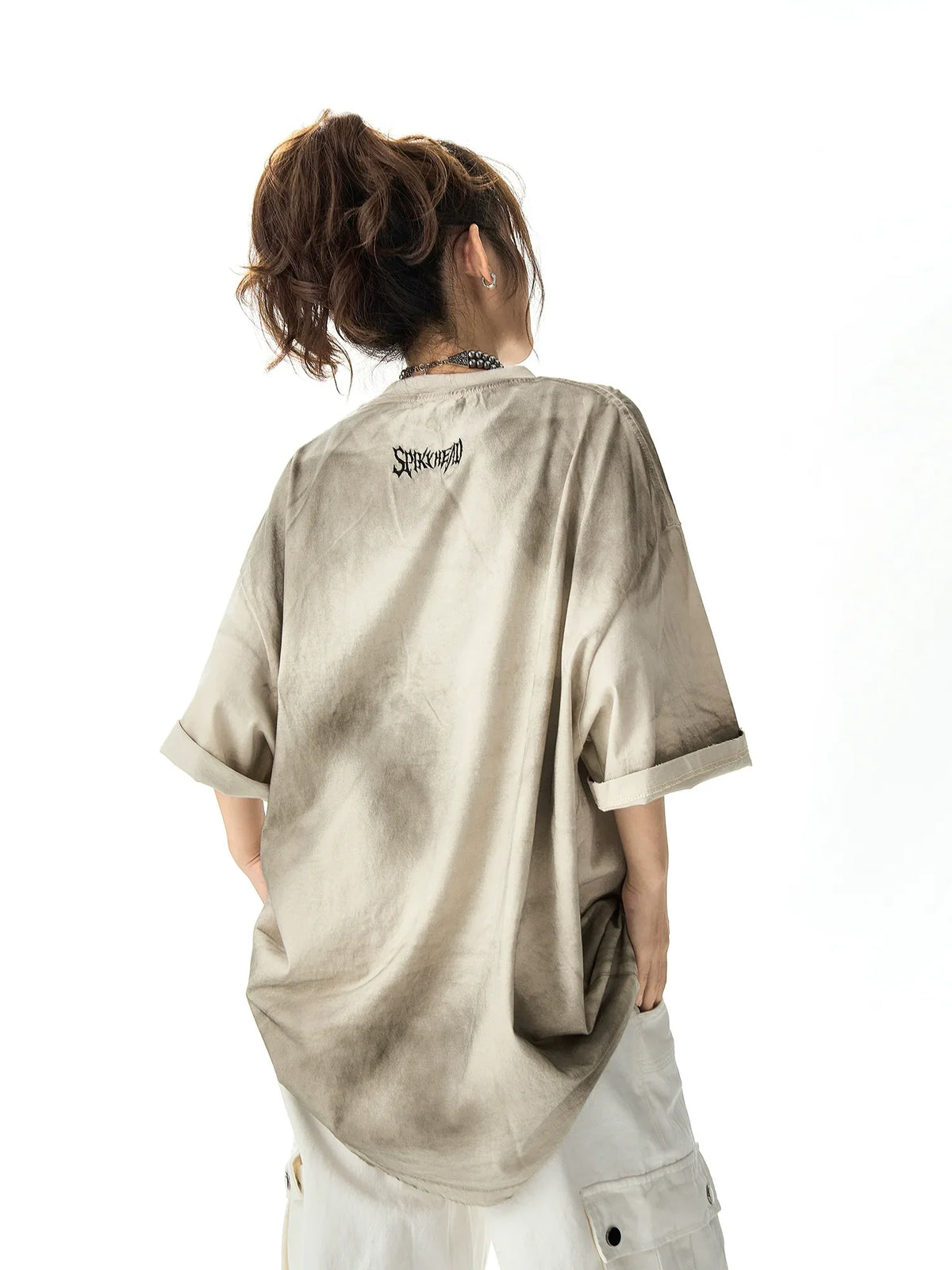 Washed Embroidery Short Sleeved T-Shirt