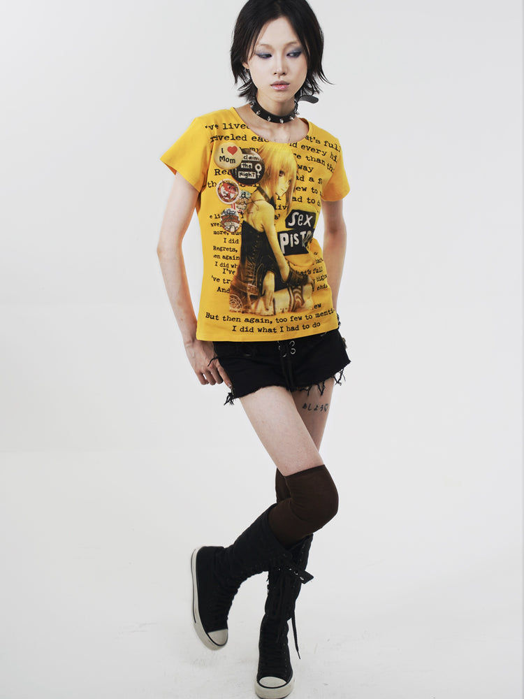 Cartoon Print Short Sleeve T-Shirt