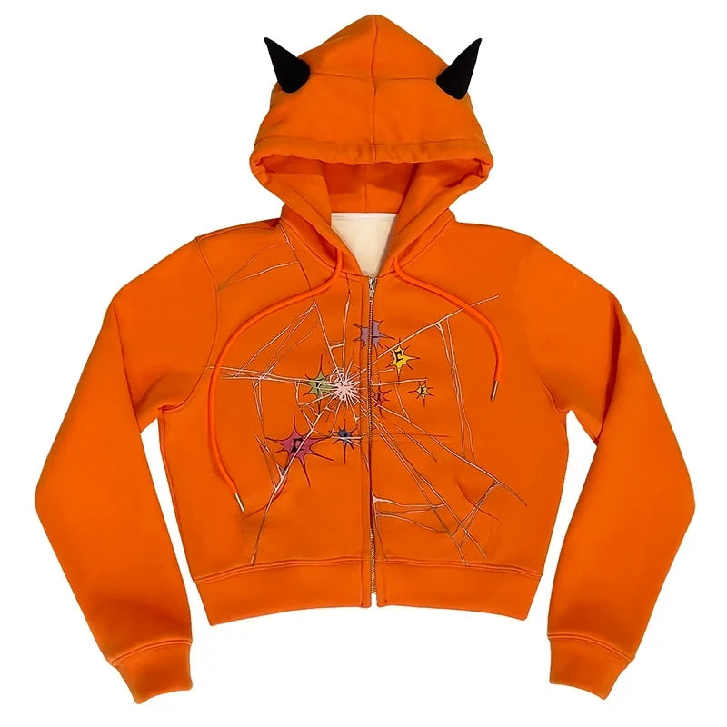 Cracked Print Zipper Hoodie