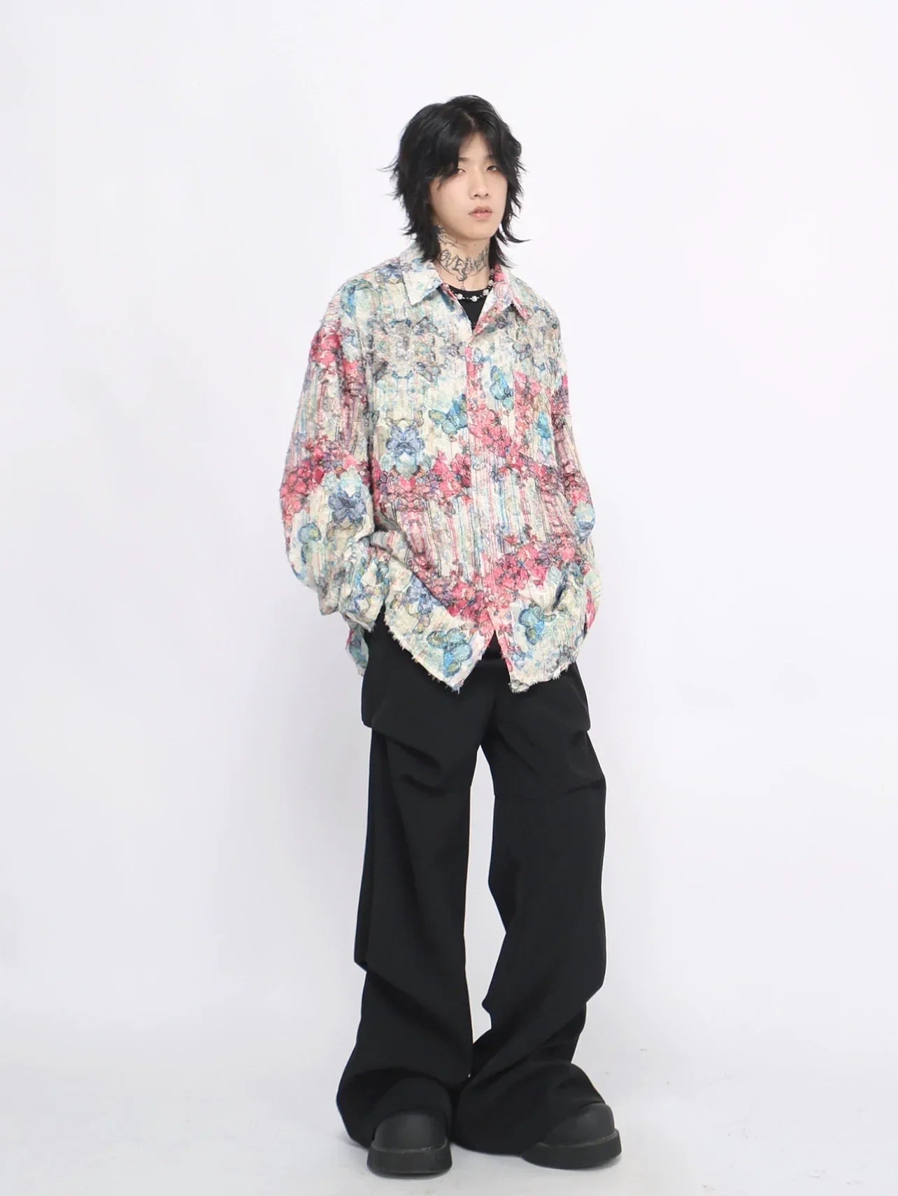 Butterfly Graffiti Print Oversize Shirt