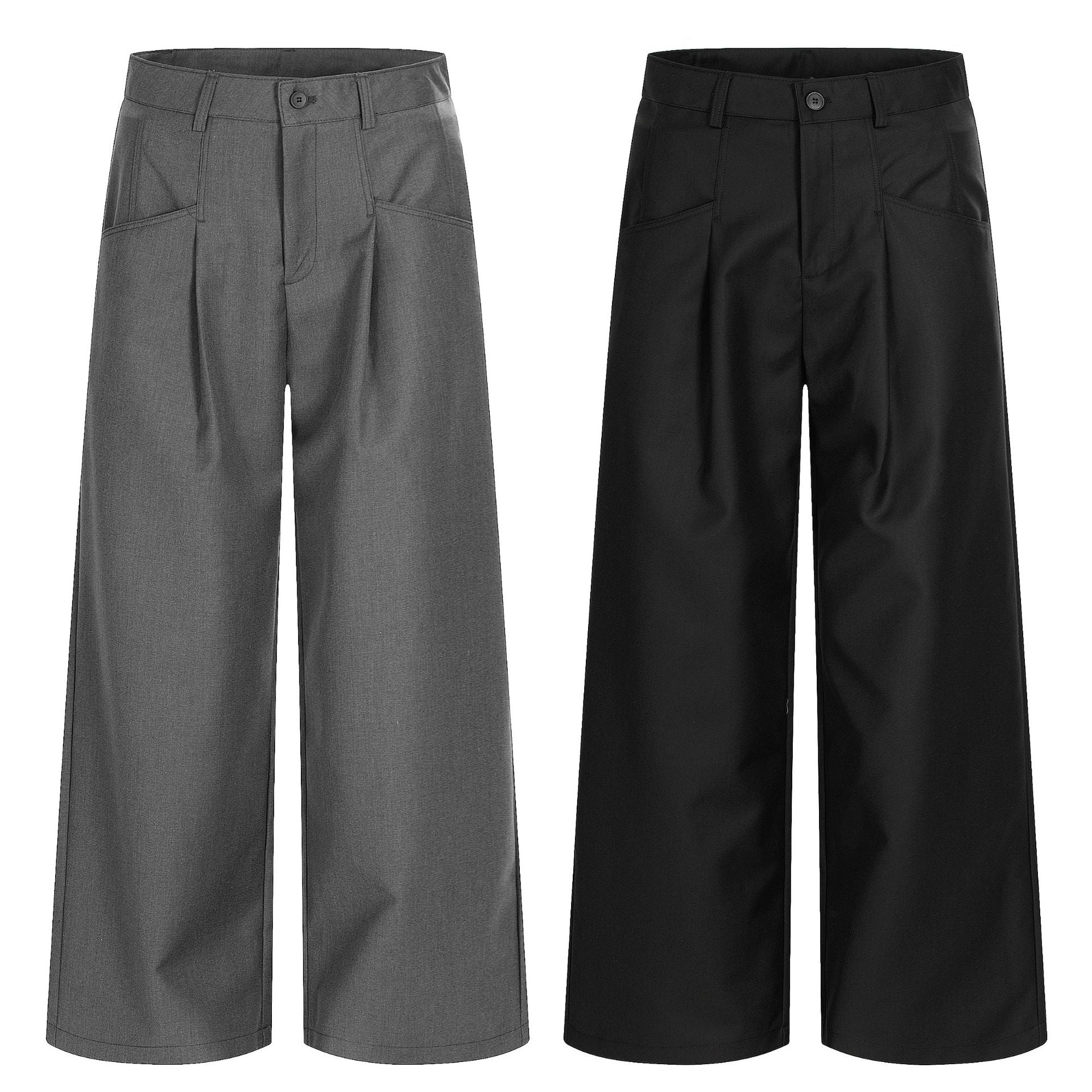 Deconstruction Pleats Draped Wide Leg Trousers