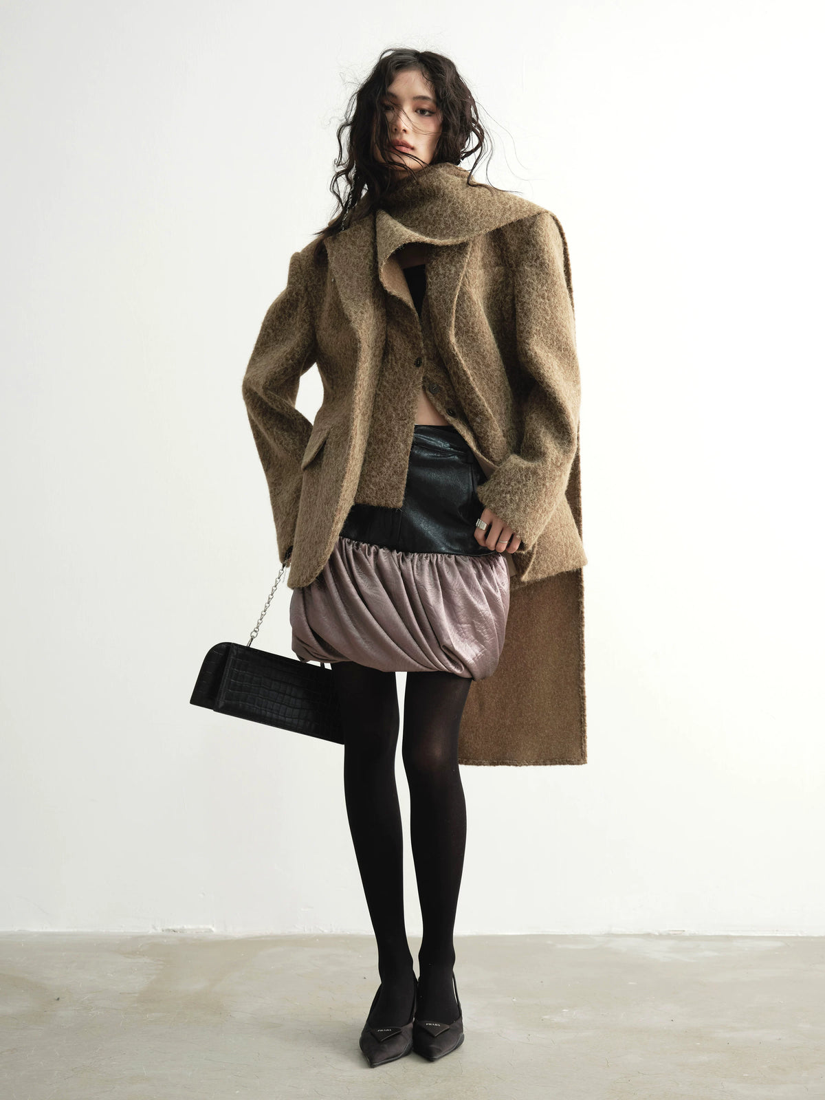 Detachable Scarf Tailored Jacket