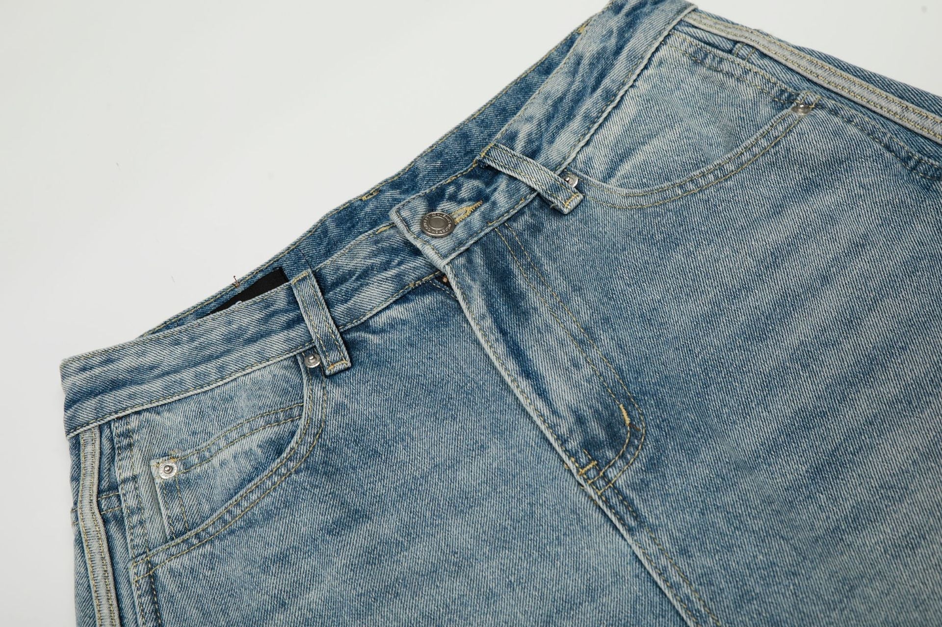 Washed Side Stripe Curved Denim Jeans