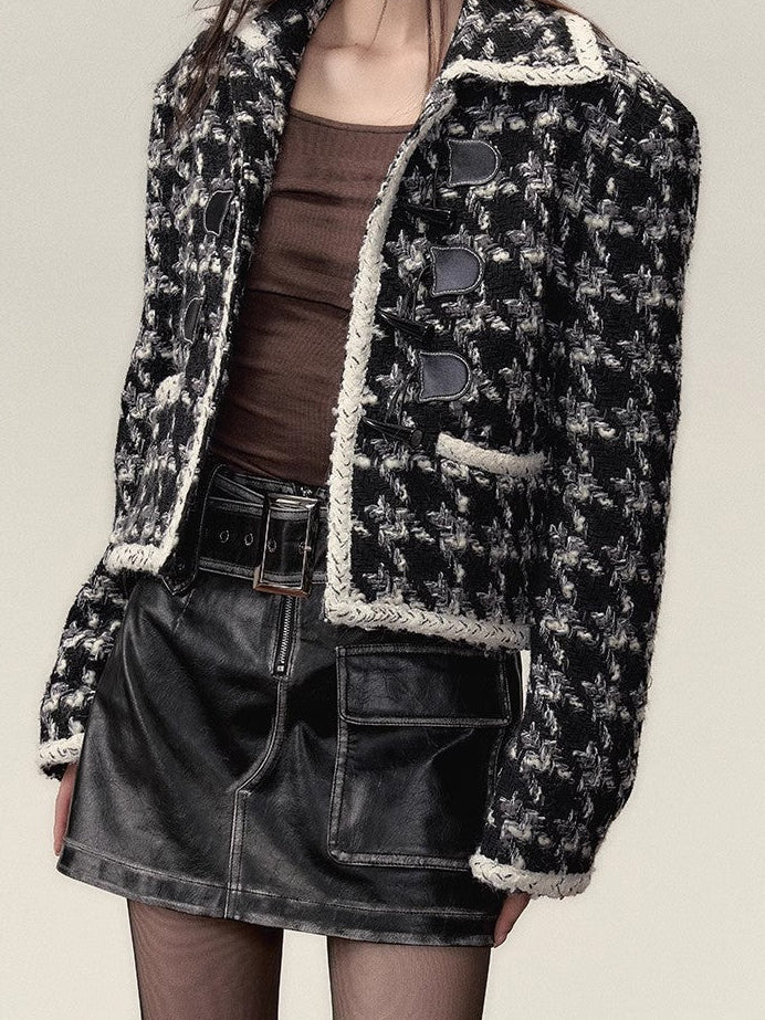 Short Plaid Wool Jacket