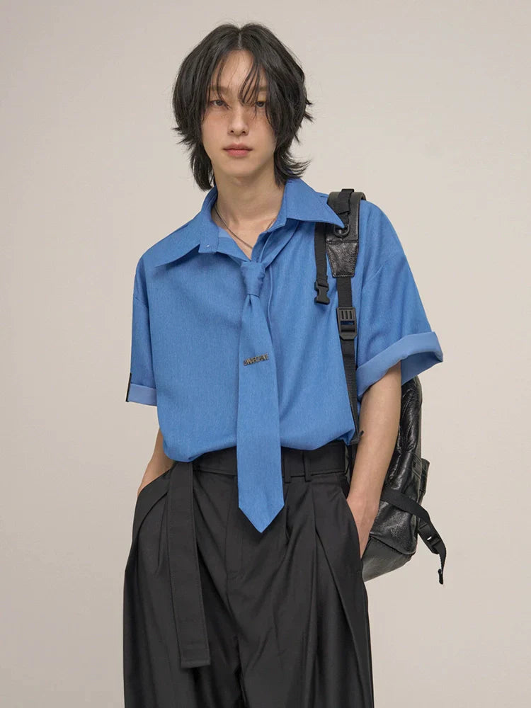 Camisa de manga corta oversize con corbata