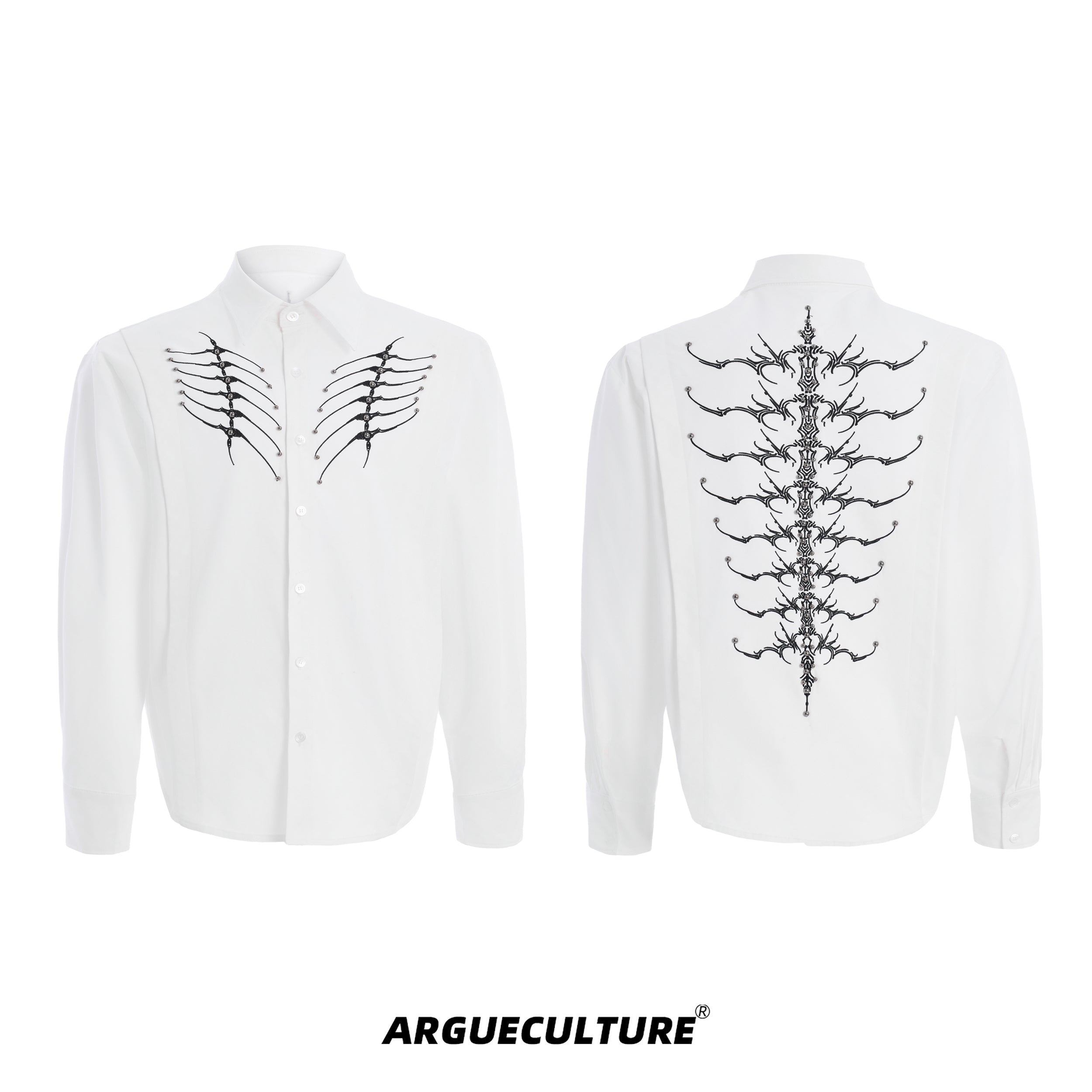 Embroidery Studs Long Sleeve Shirt