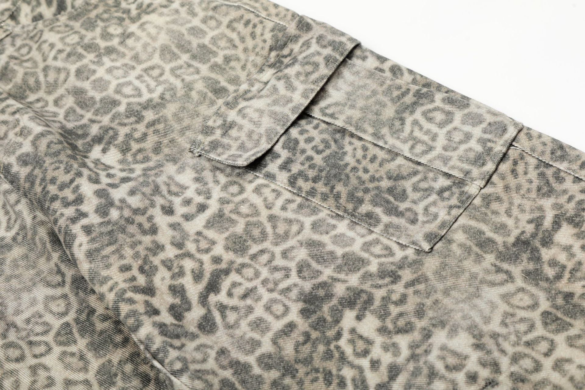 Leopard Multi-Pocket Wide Leg Cargo Pants