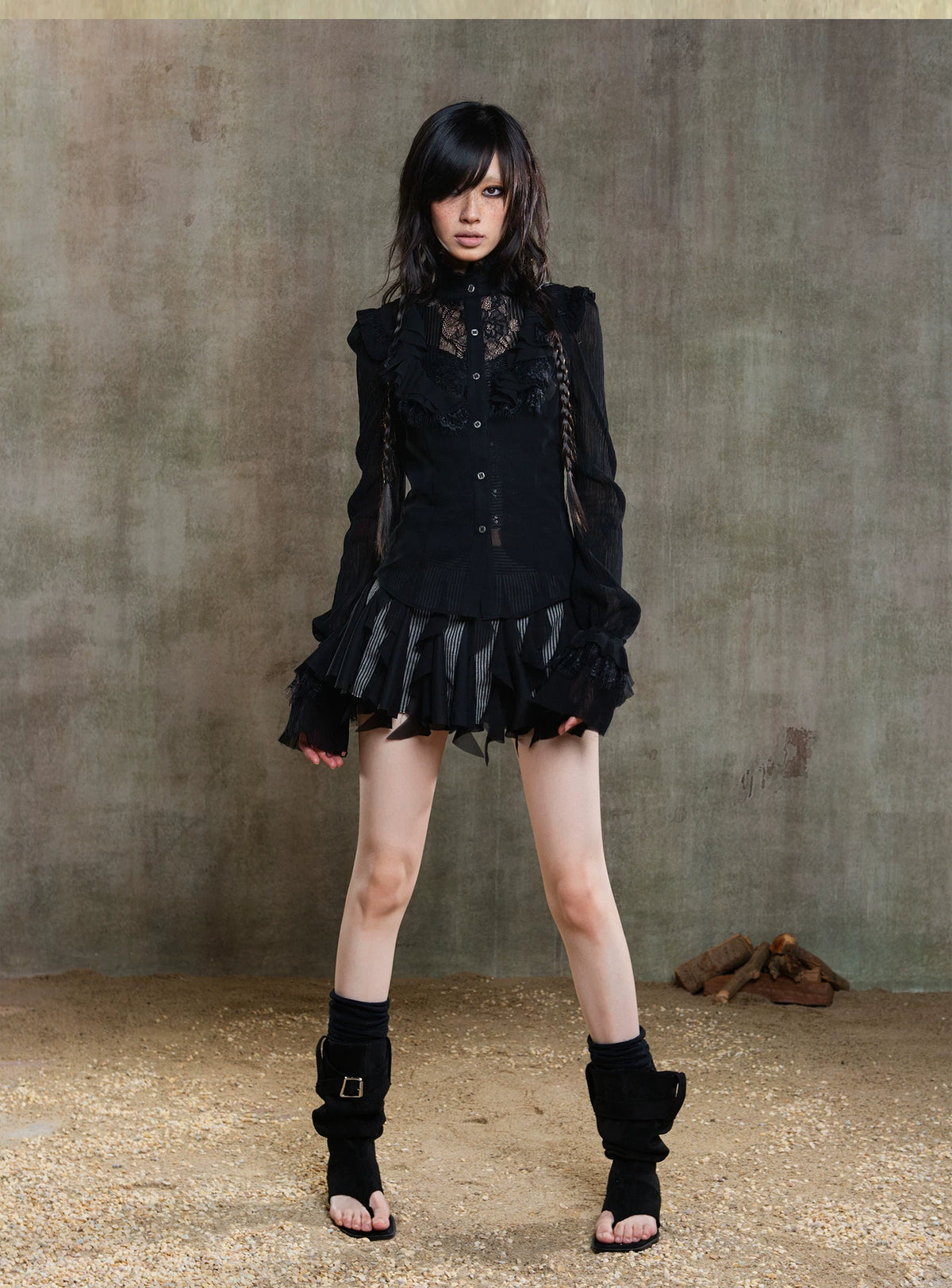 Sheer Chiffon Gothic Court Style Blouse
