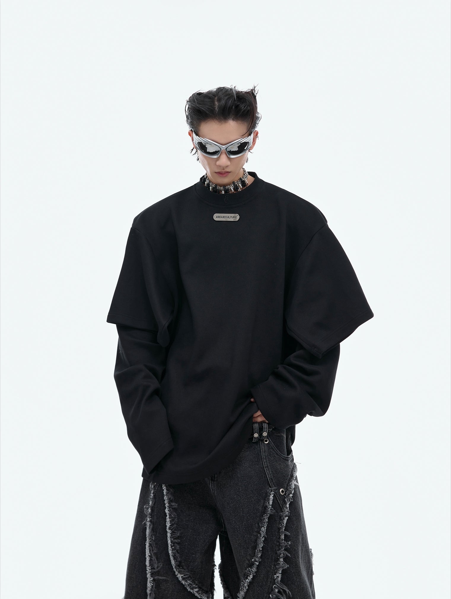 Double Layered Oversize Round Neck Sweatshirt