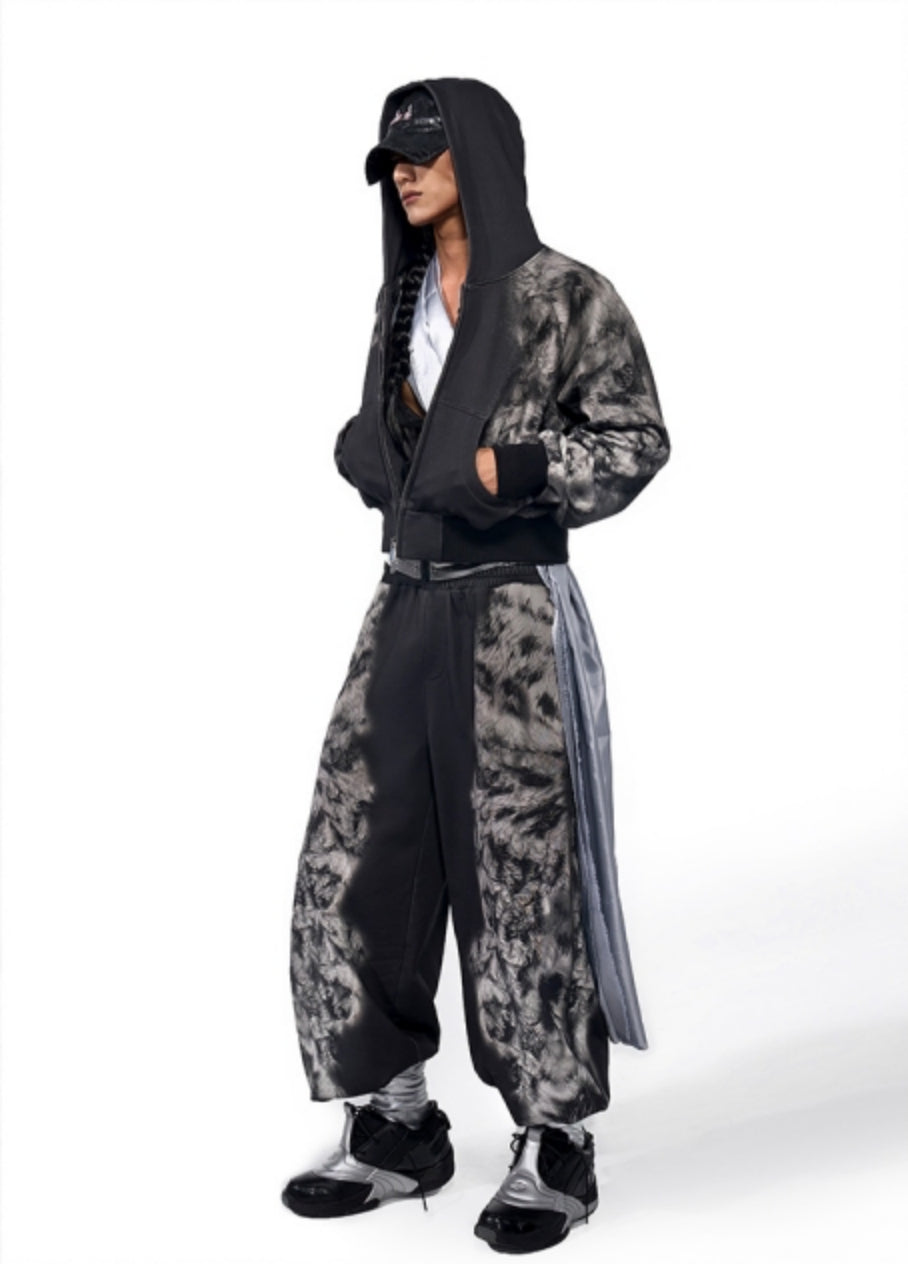 Leopard Print Short Hoodie & Sweatpants & Half Sweatpants Setup