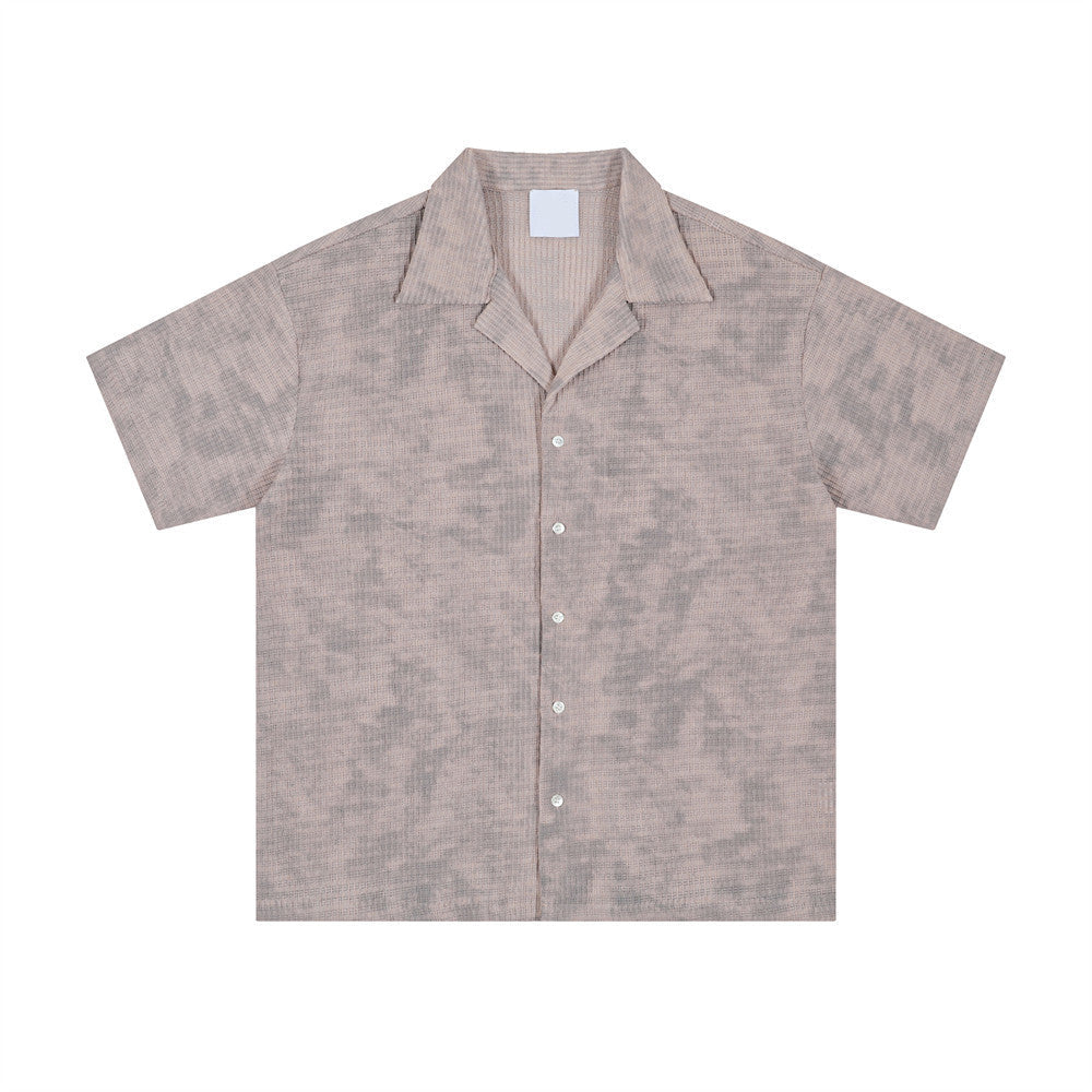 Ink Wash Tie-Dye Cuban Collar Shirt
