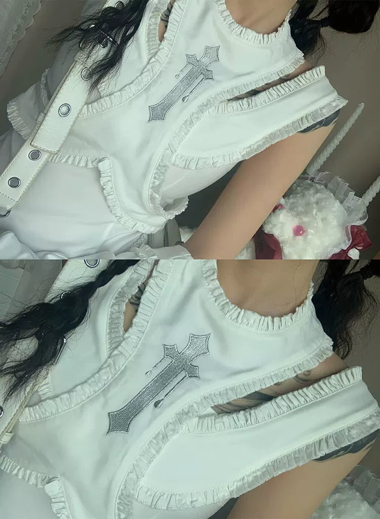 Ruffle Patchwork Sleeveless Dress