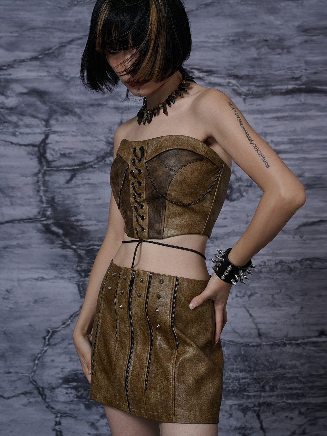 Heavy PU Leather Padded Slim Bustier