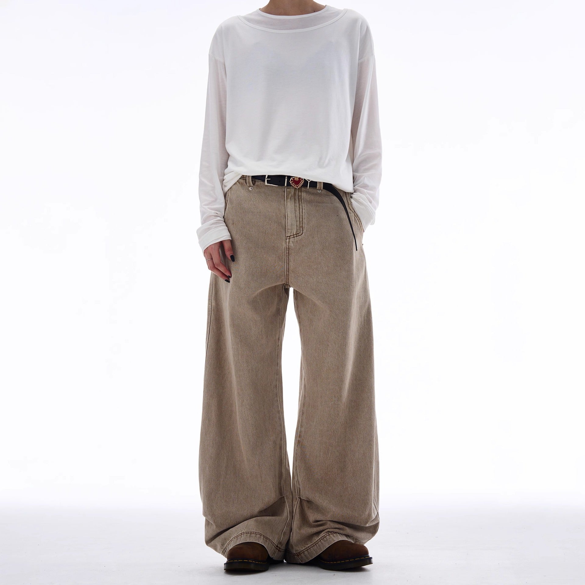 Gewaschene Drape Scimitar Jeans