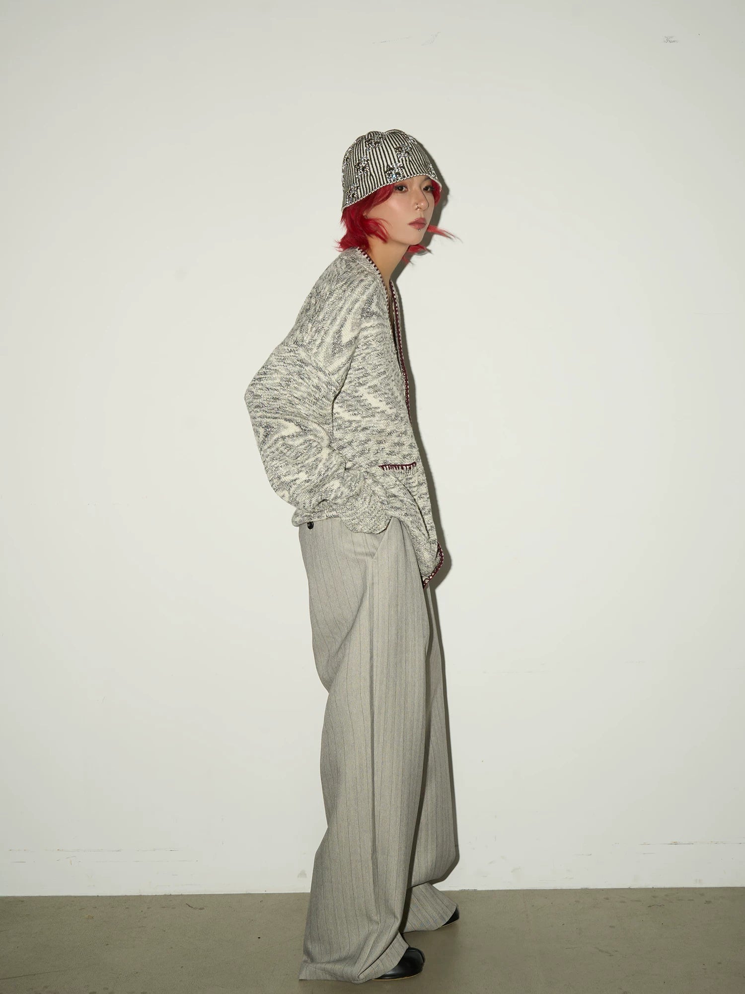 Melange Knit Pocket Button Cardigan