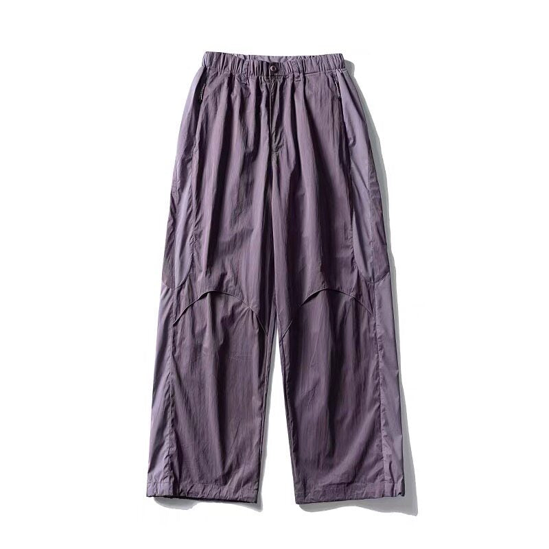 Oversize Nylon Hooded Jacket & Panel Wide Leg Pants Setup