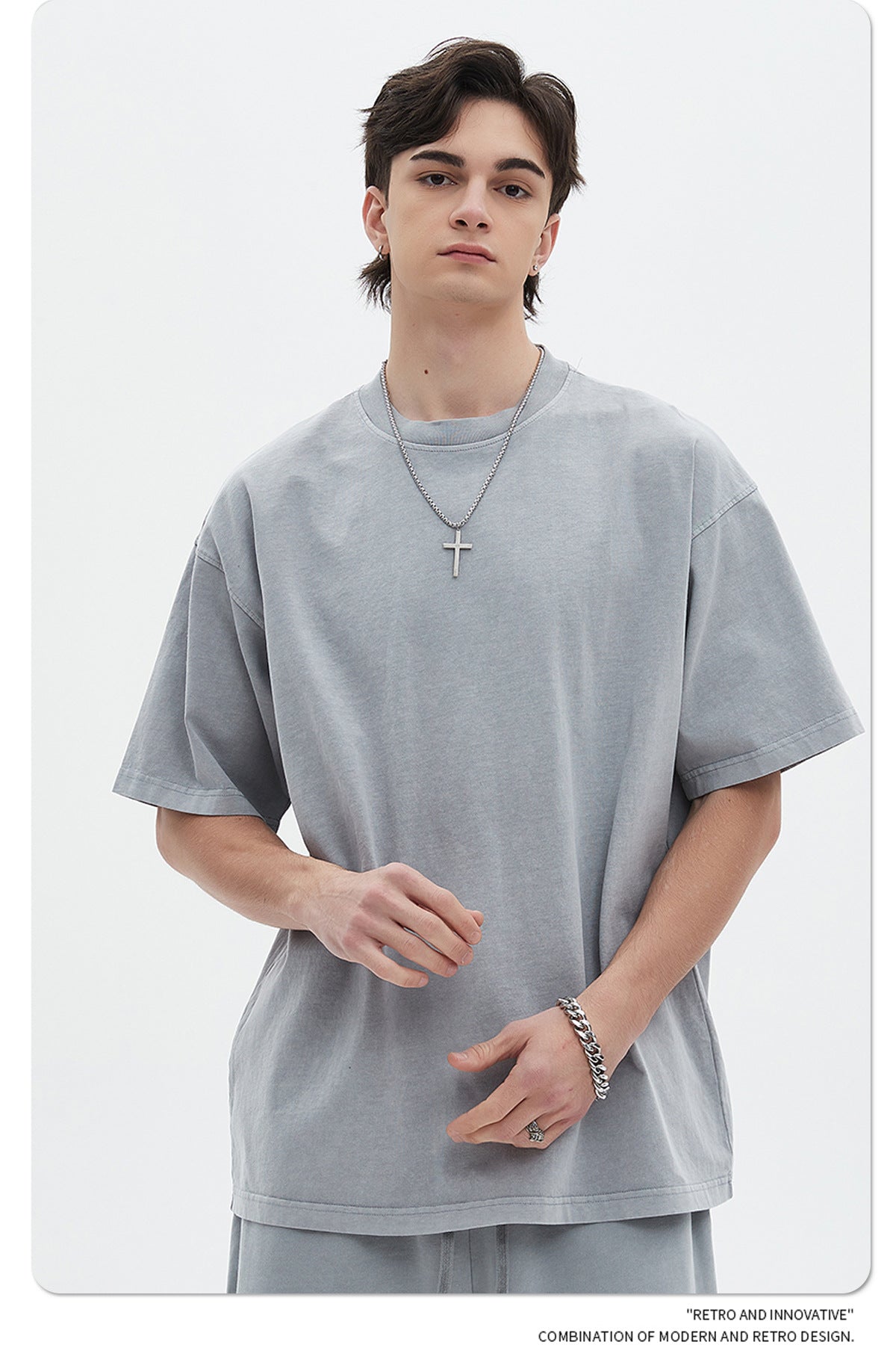 Oversize Washed Short-sleeve-T-shirt & Washed Short Sweatpants Setup