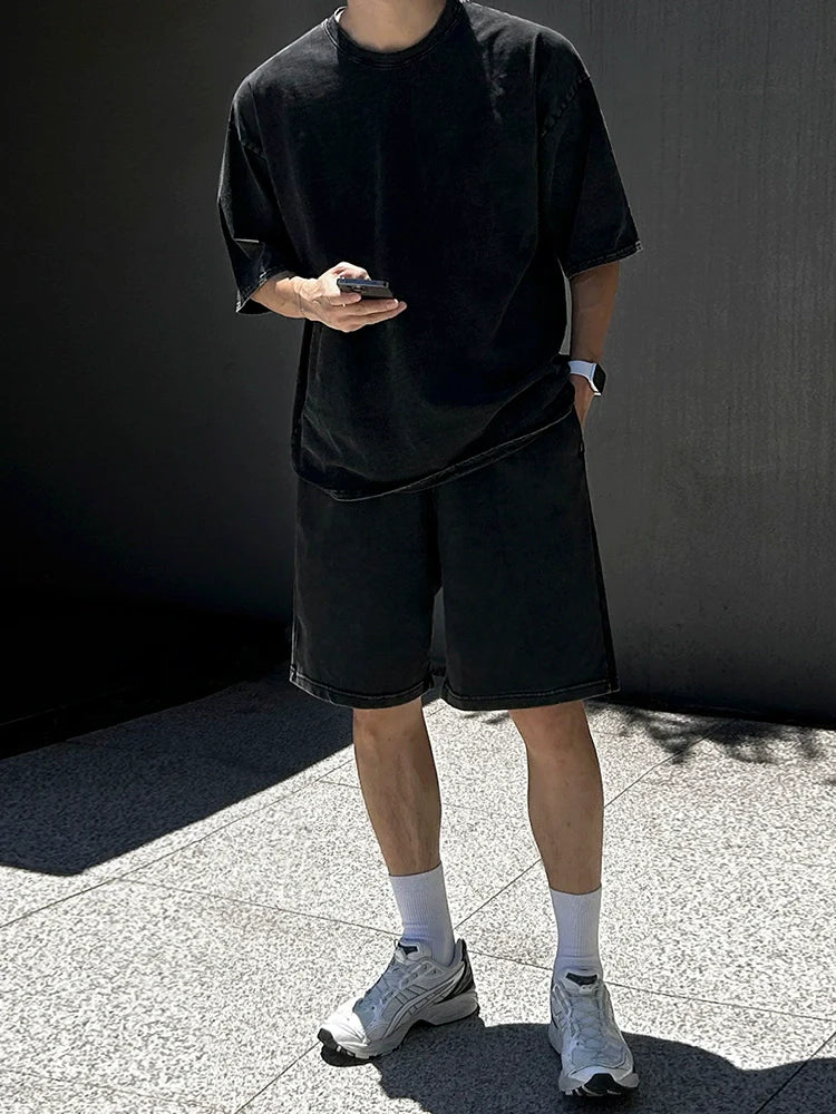 Washed Oversize Short Sleeve T-Shirt & Washed Straight Short Setup