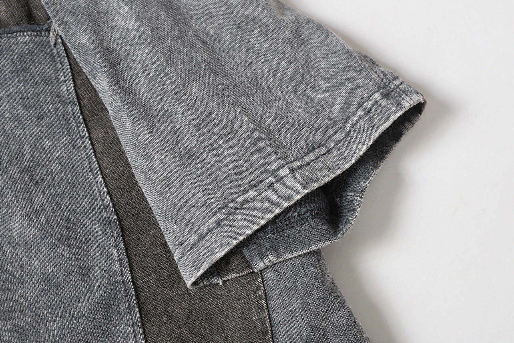 Washed Panel Design Short Sleeve T-Shirt