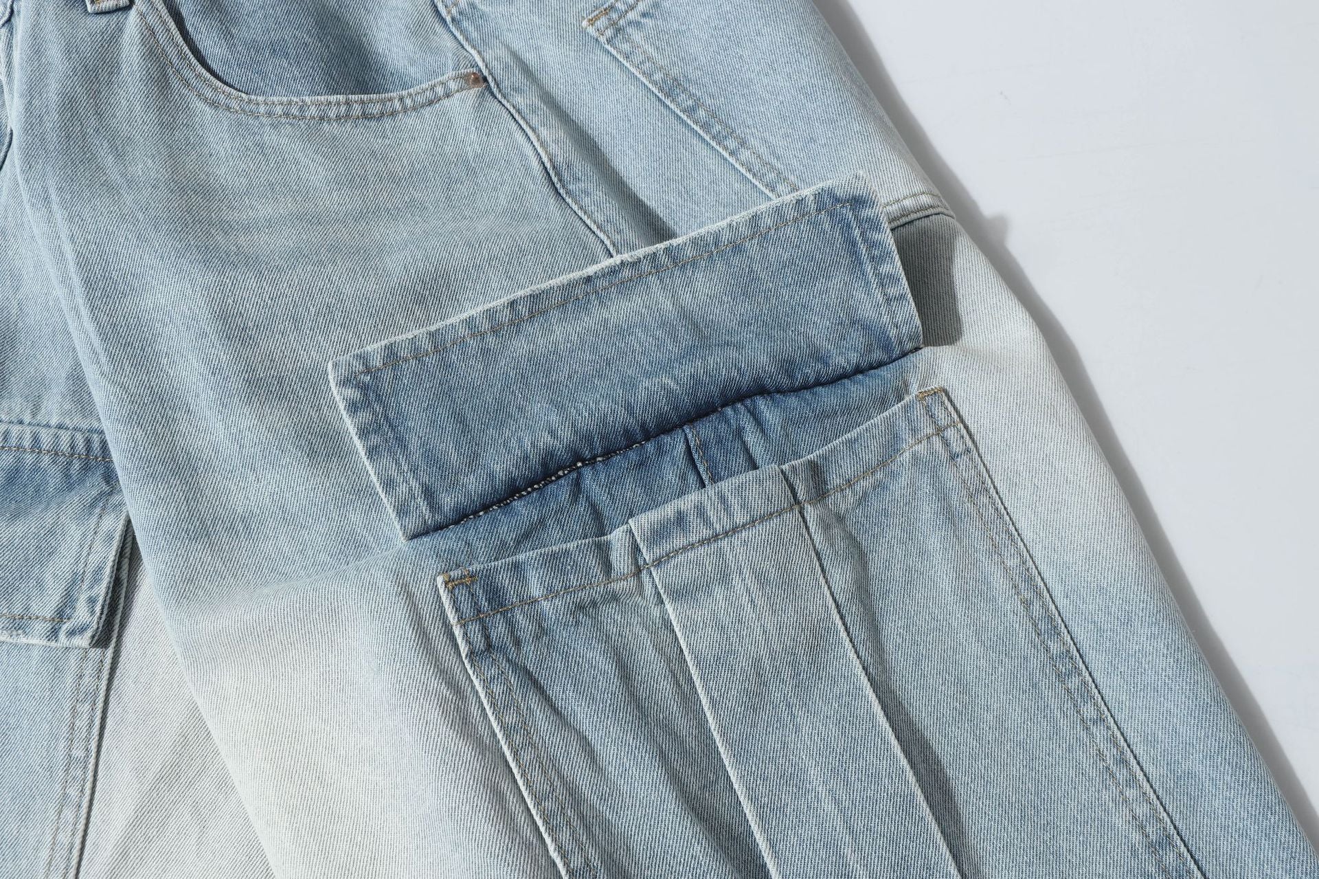 Washed Multi-Pocket Denim Jort