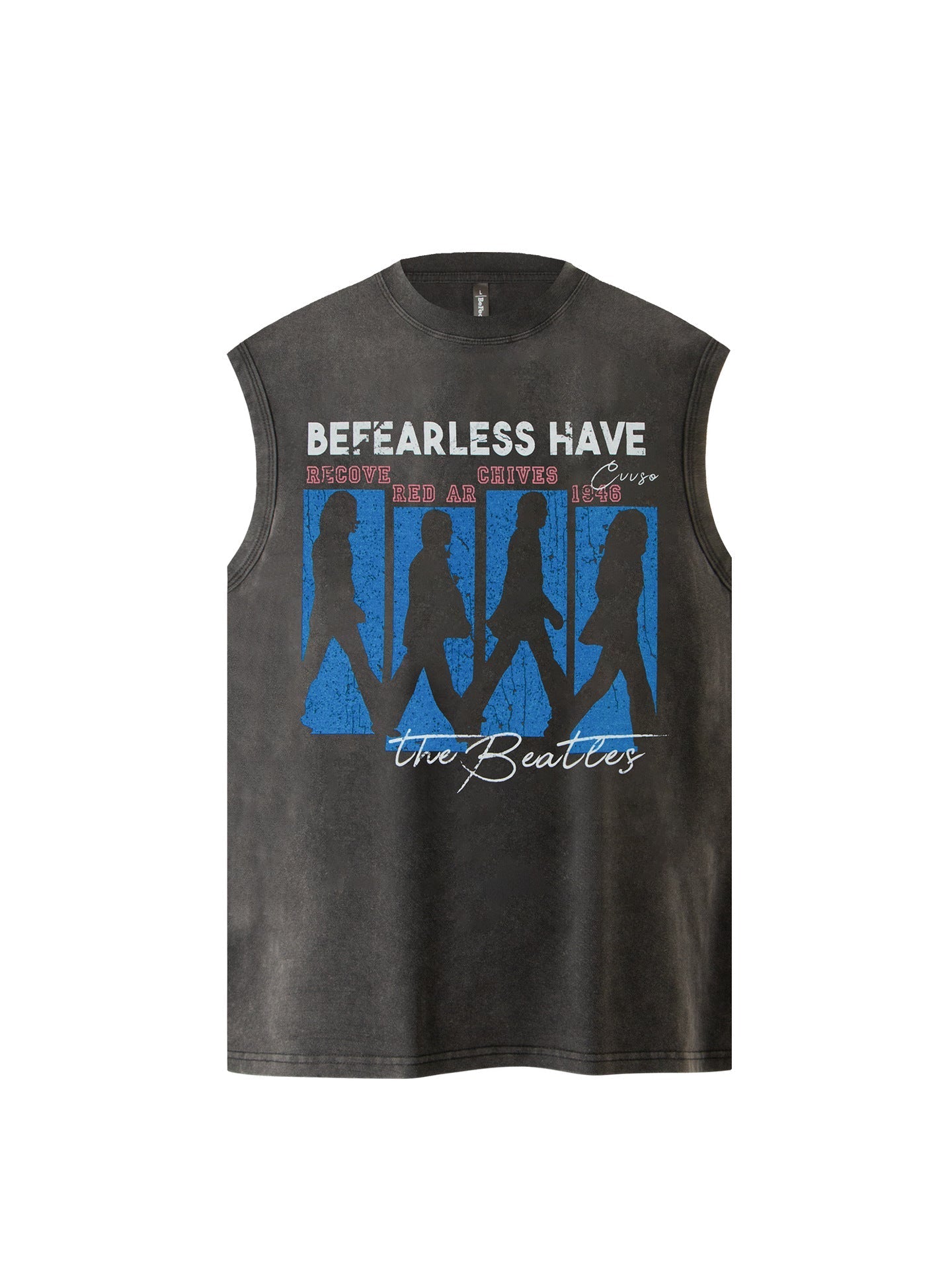 Washed Graphic Letter Sleeveless T-Shirt