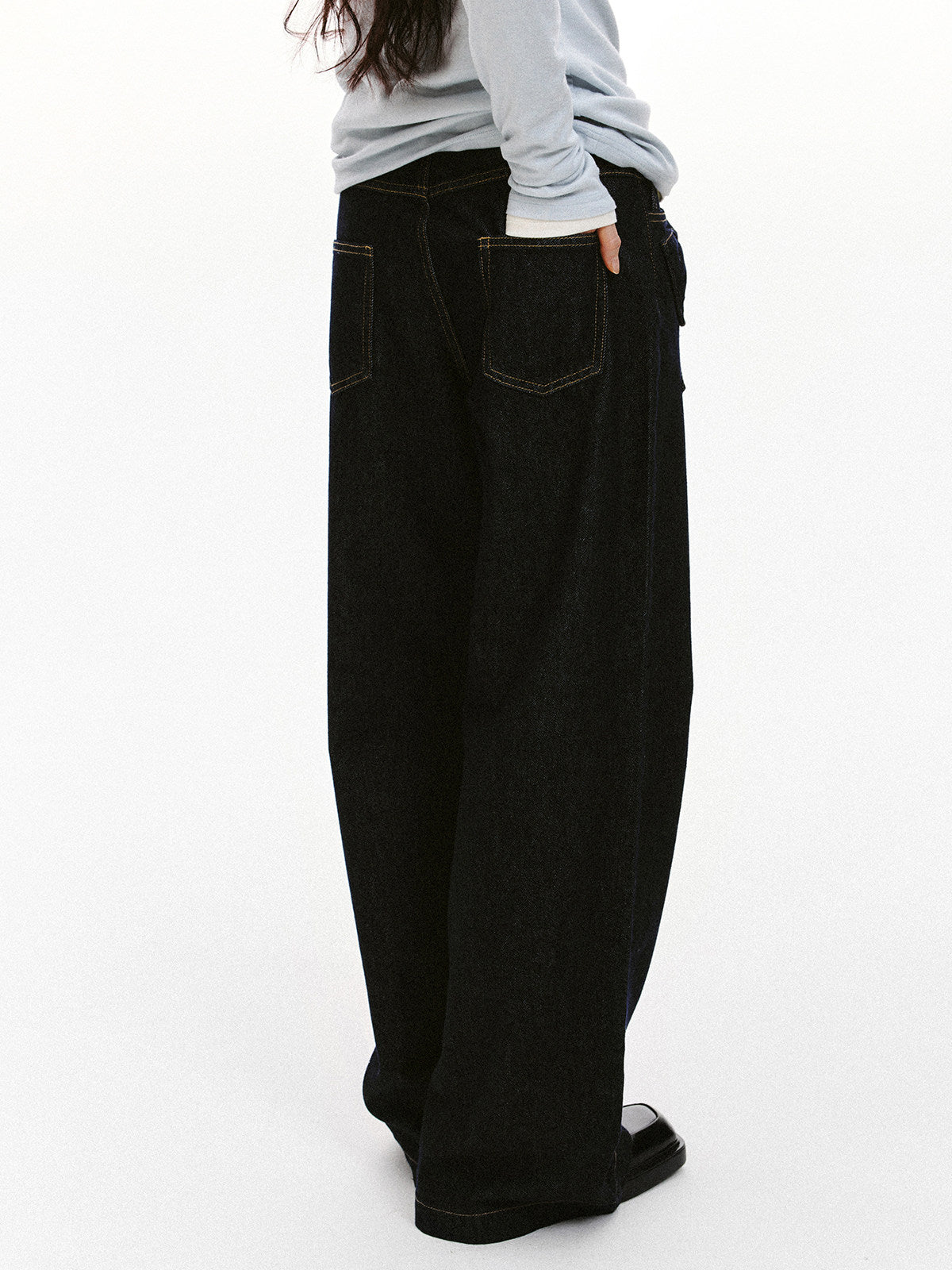 Bow Detail Wide-Leg Denim Jeans