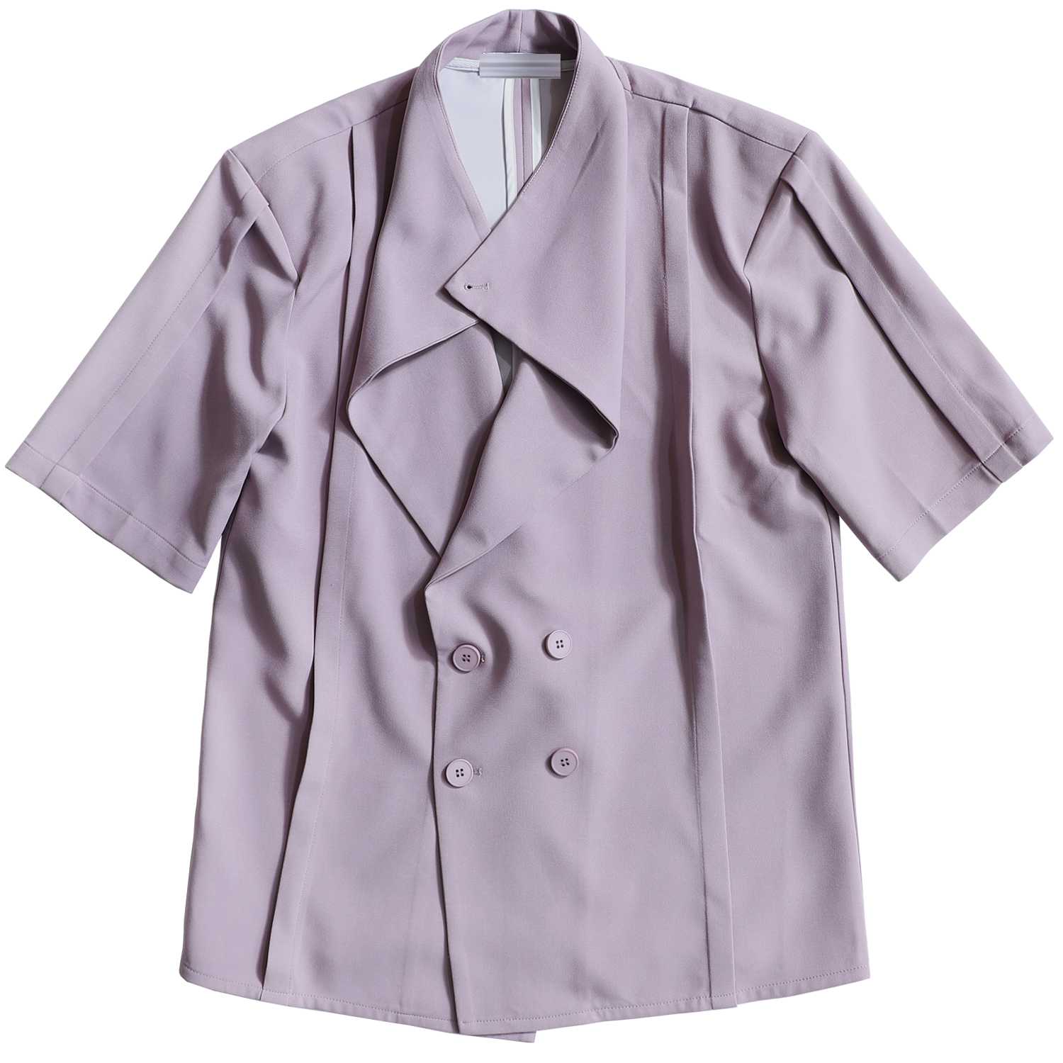 Asymmetrical Double-Breasted Short Sleeve Shirt