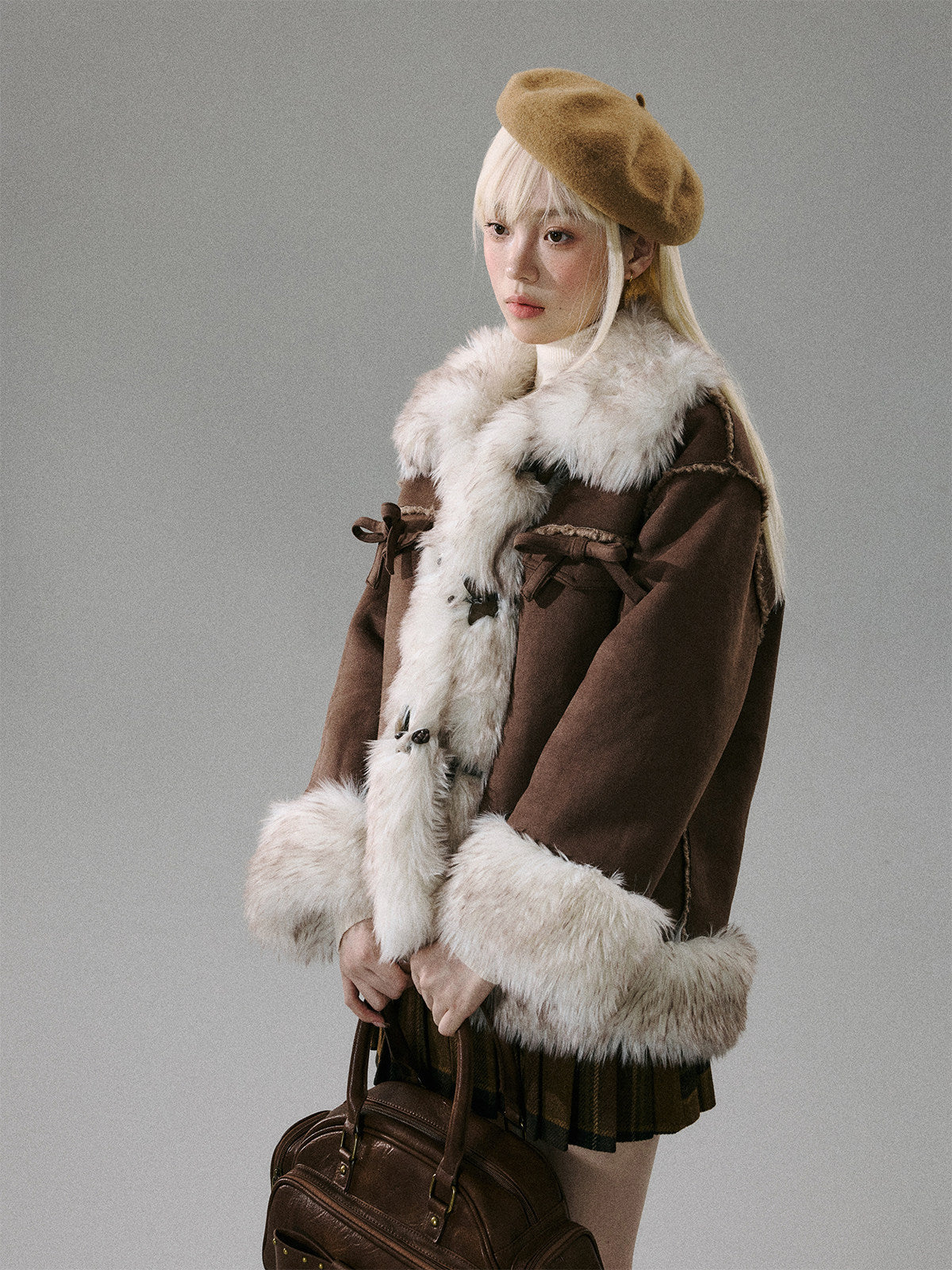 Bow Fur Thick Jacket