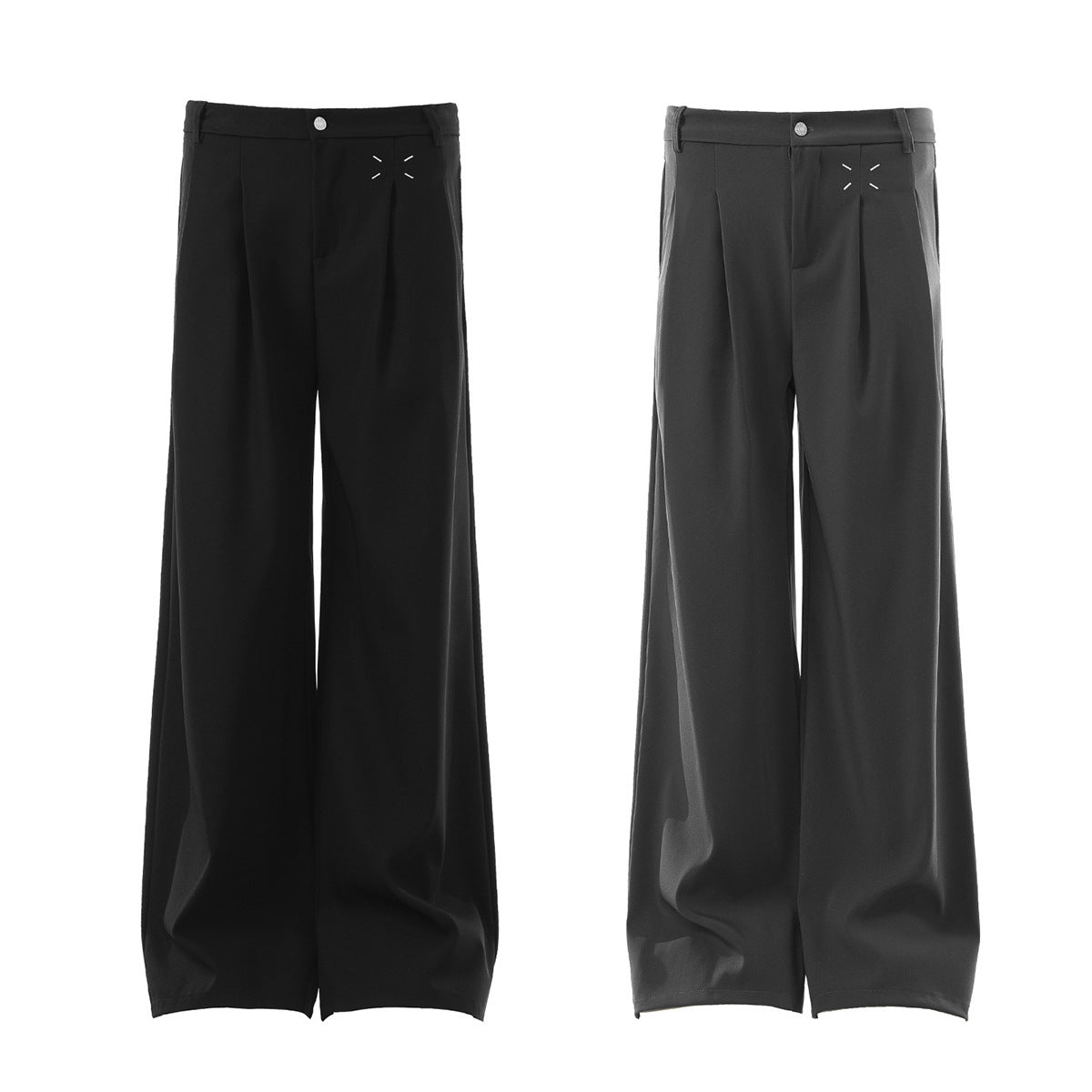 Drape Pleats Wide Leg Trousers