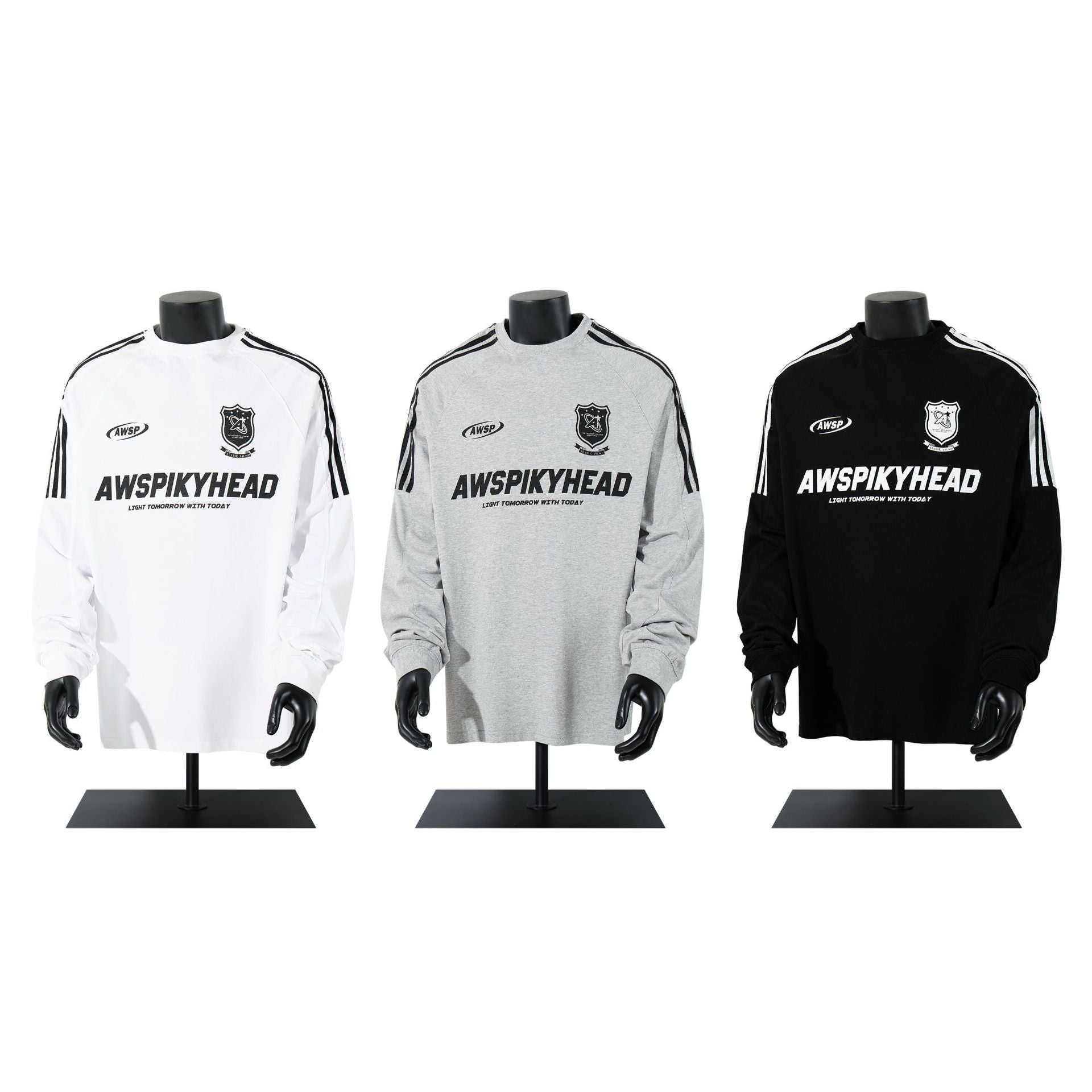 High-Neck Heavyweight Stripe Long Sleeve T-Shirt