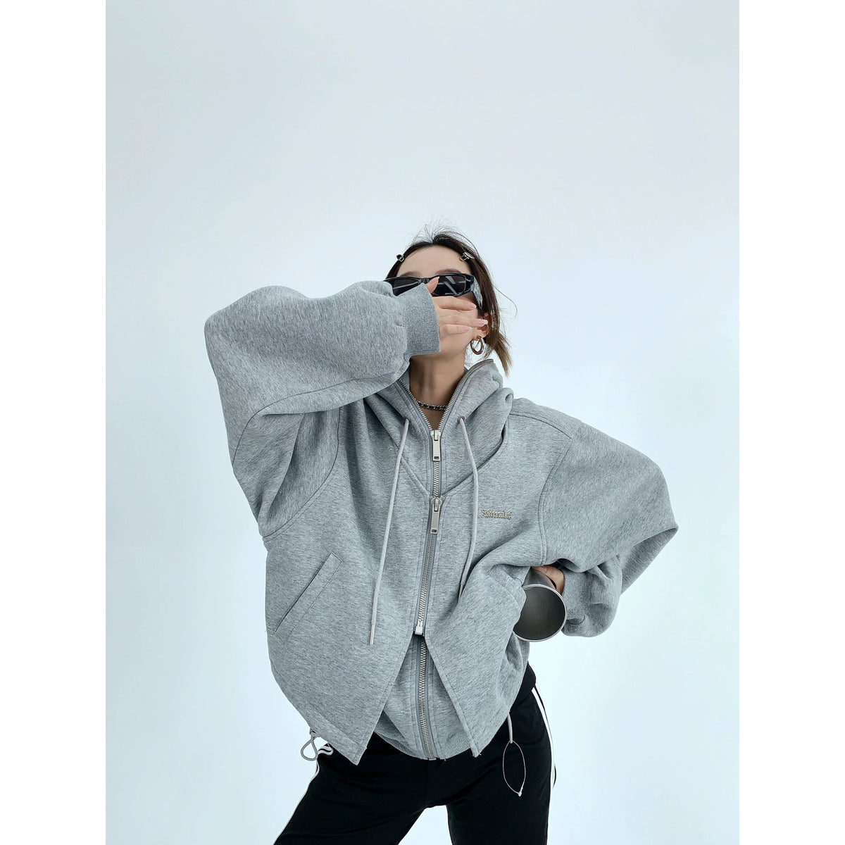 Fake Layered Zipper Hoodie