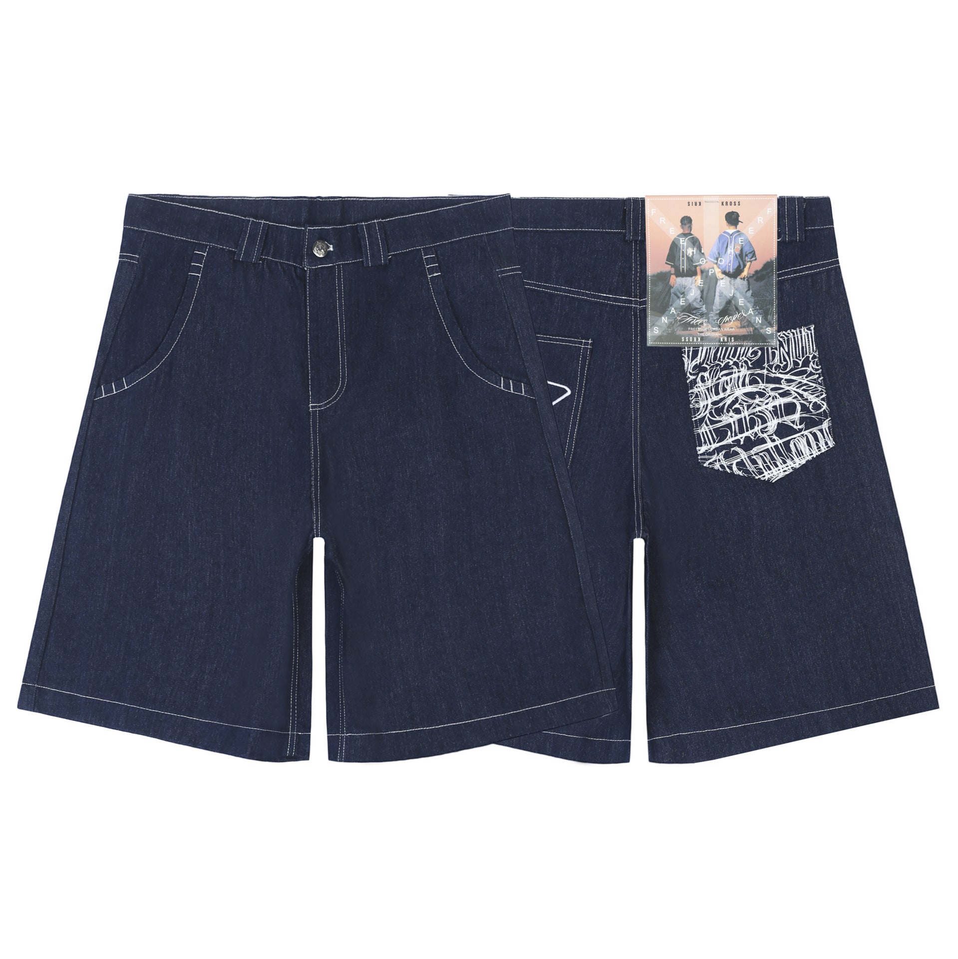 Heavyweight Raw Denim Embroidered Jort