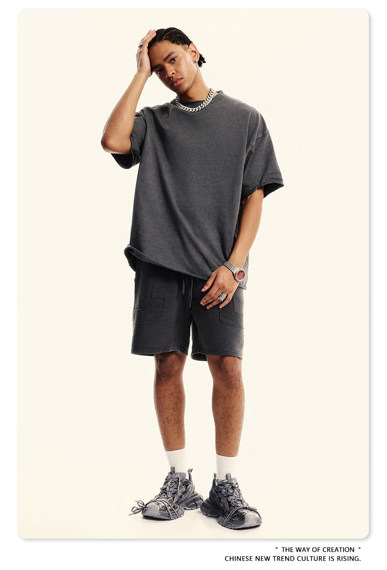 Washed Heavyweight Short Sleeve T-Shirt & Short Sweatpants Setup