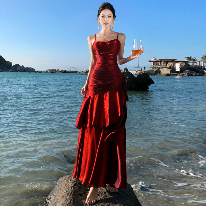 French Elegant Ruffles Sling Mermaid Prom Dress - MADXMARX