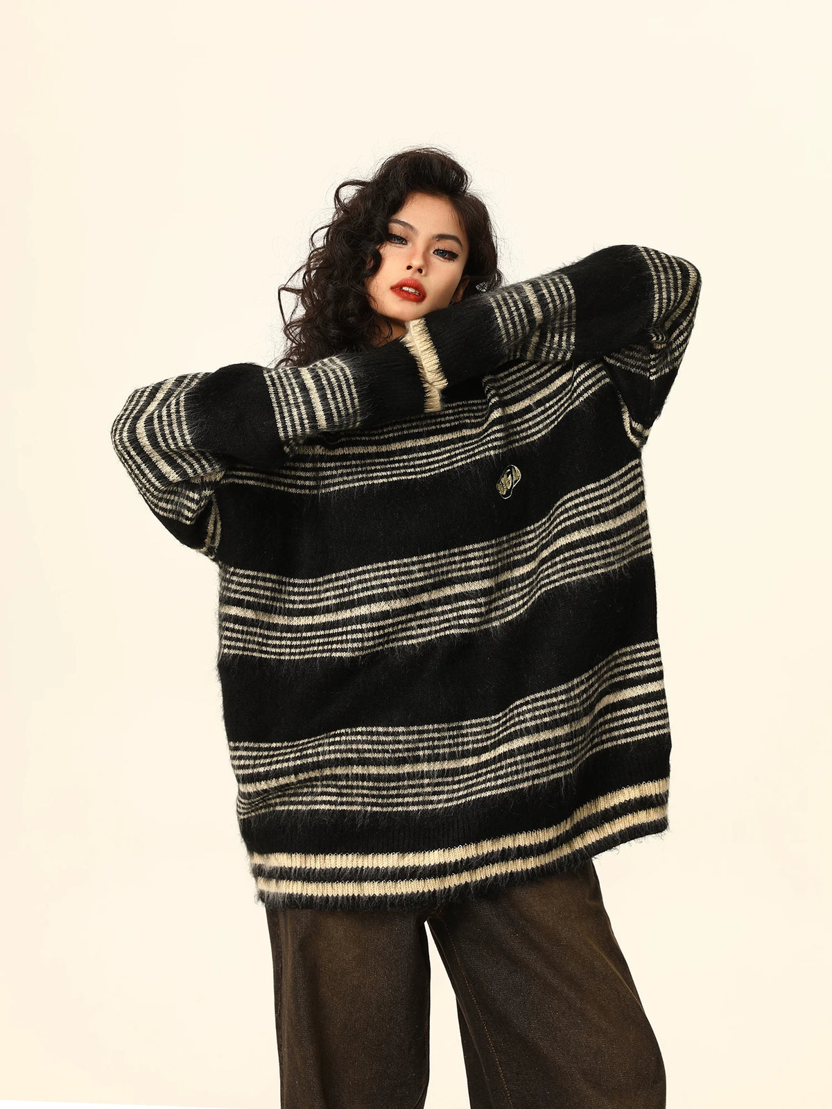 Oversized Striped Knit Sweater