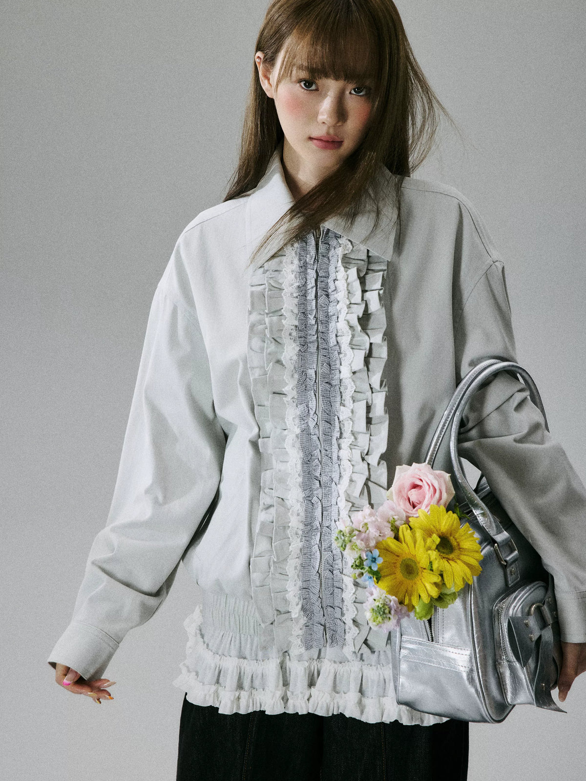Ruffled Lace Detail Jacket