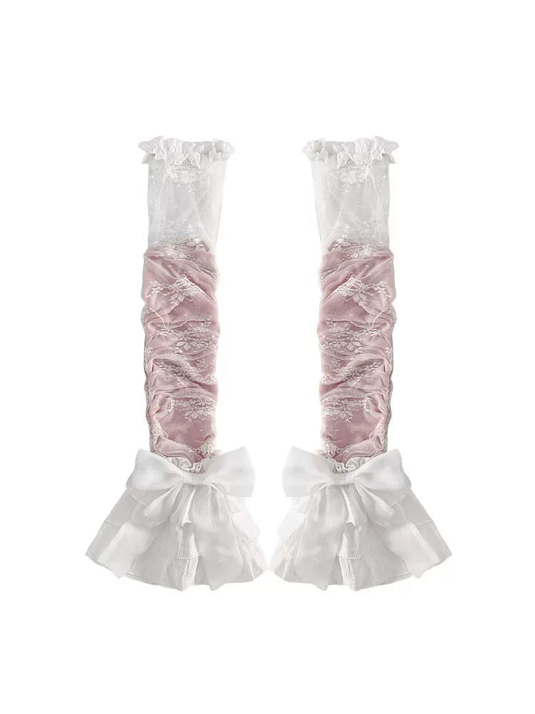 Lace Patchwork Bow Knee-High Leg Cover