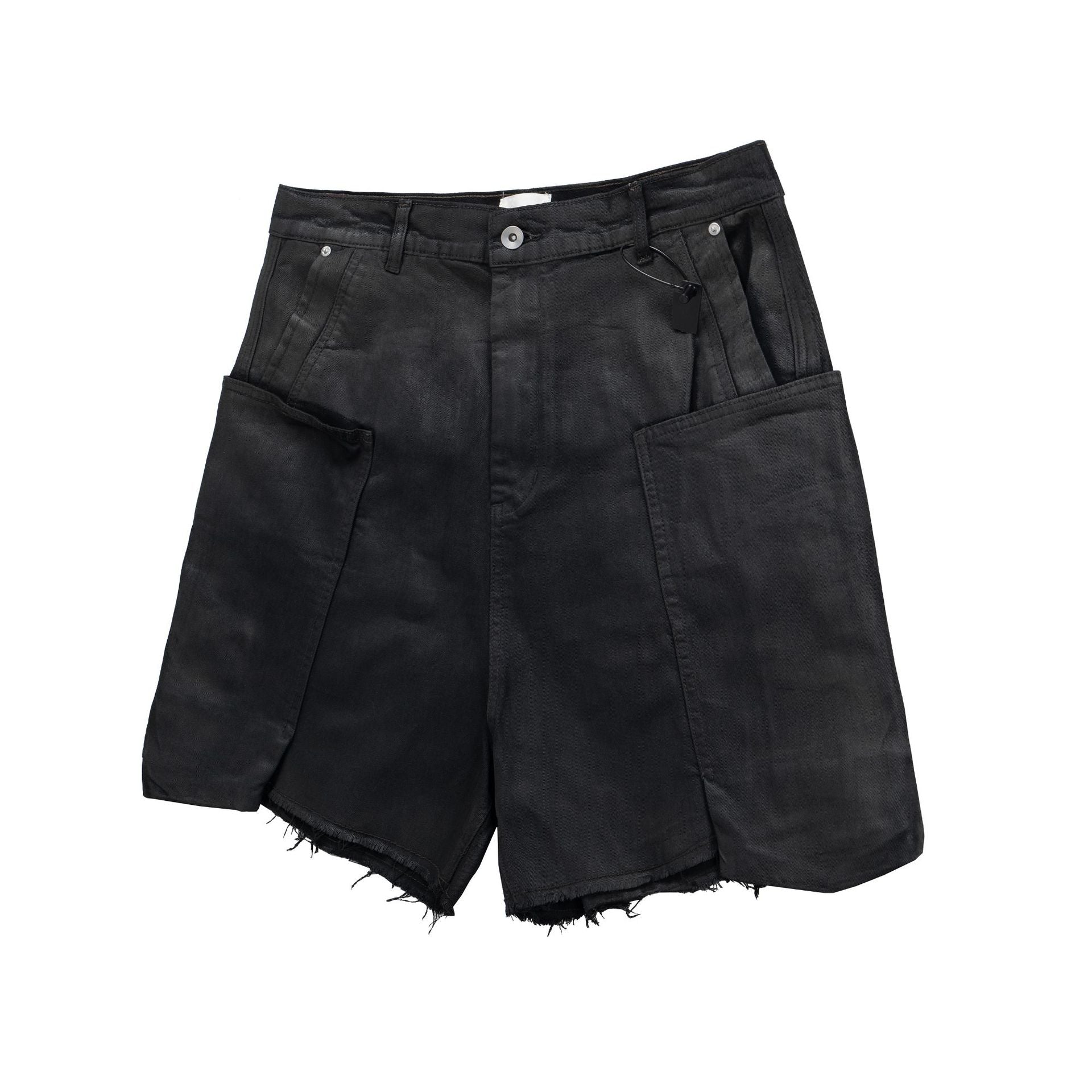 Washed Coating Cargo Pocket Denim Jort