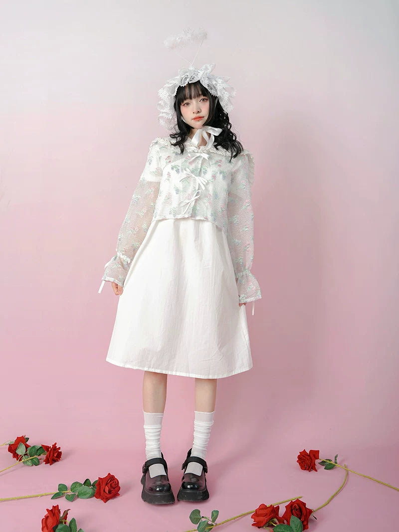 Bow Lace-Up Jacquard Lightweight Jacket