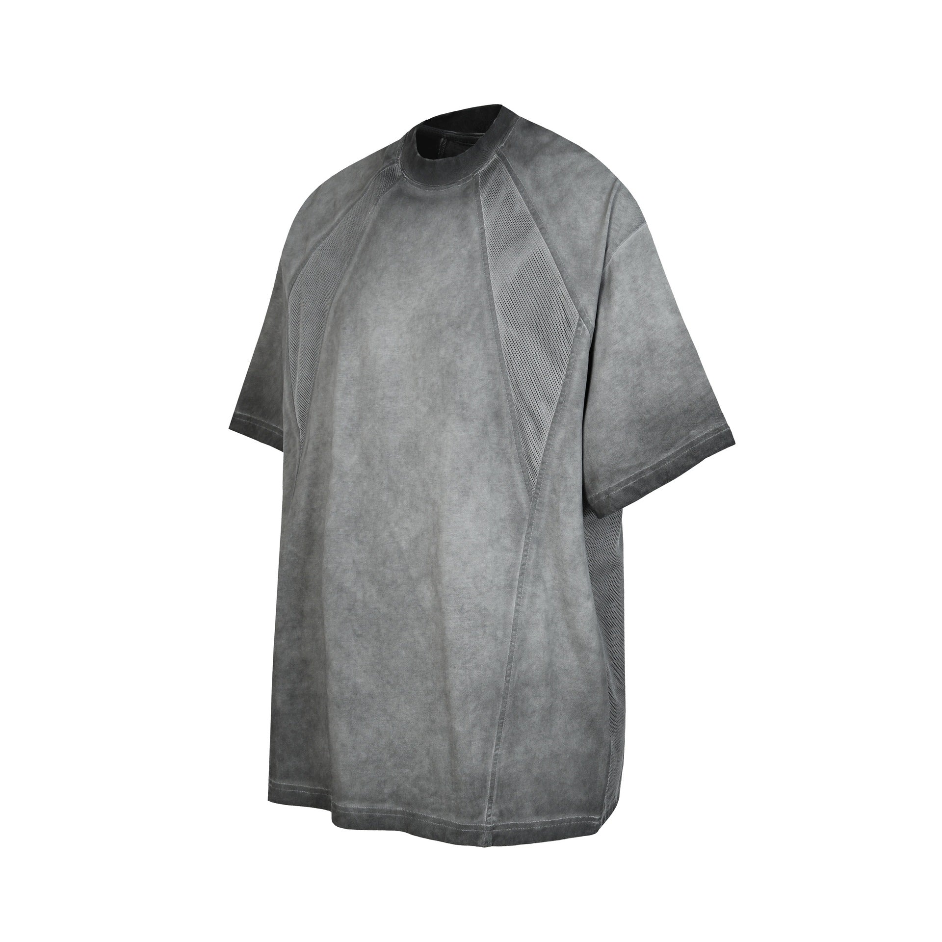 Washed Mesh Panel Short Sleeve T-Shirt