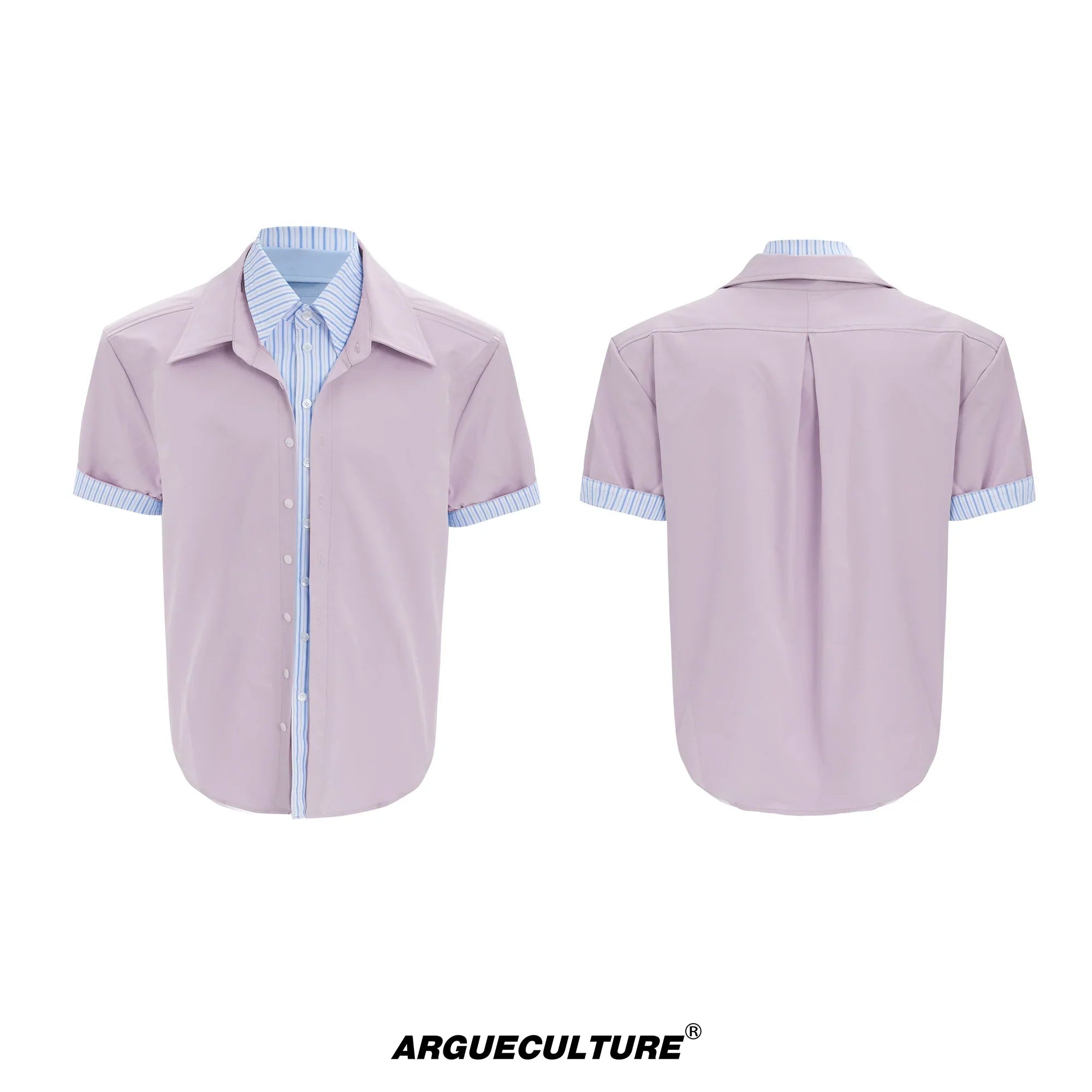 Fake Layered Stripe Colorblock Short Sleeve Shirt