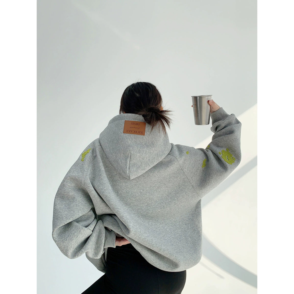 Thick Embroidery Oversized Hoodie