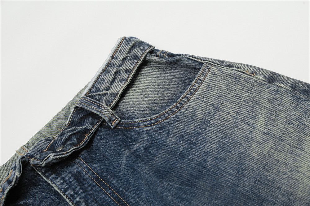 Retro Wide-Leg Denim Jeans - Pants