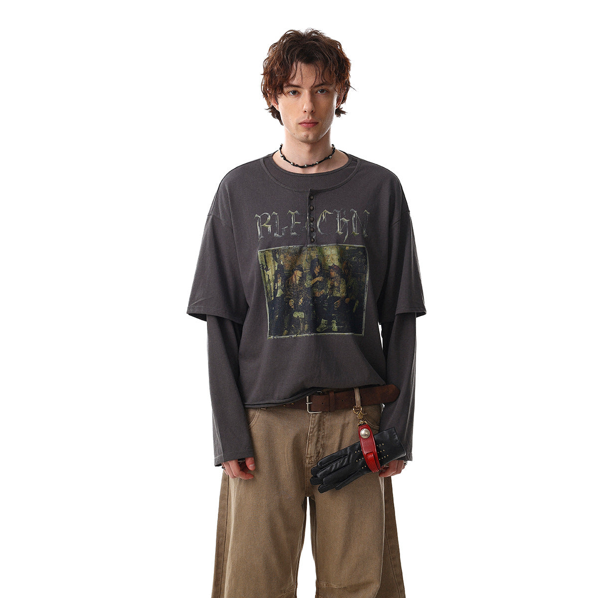 Oversize Fake Layered Long Sleeve T-Shirt