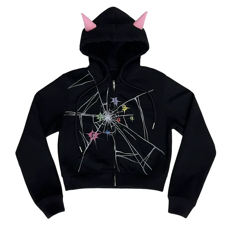 Cracked Print Zipper Hoodie