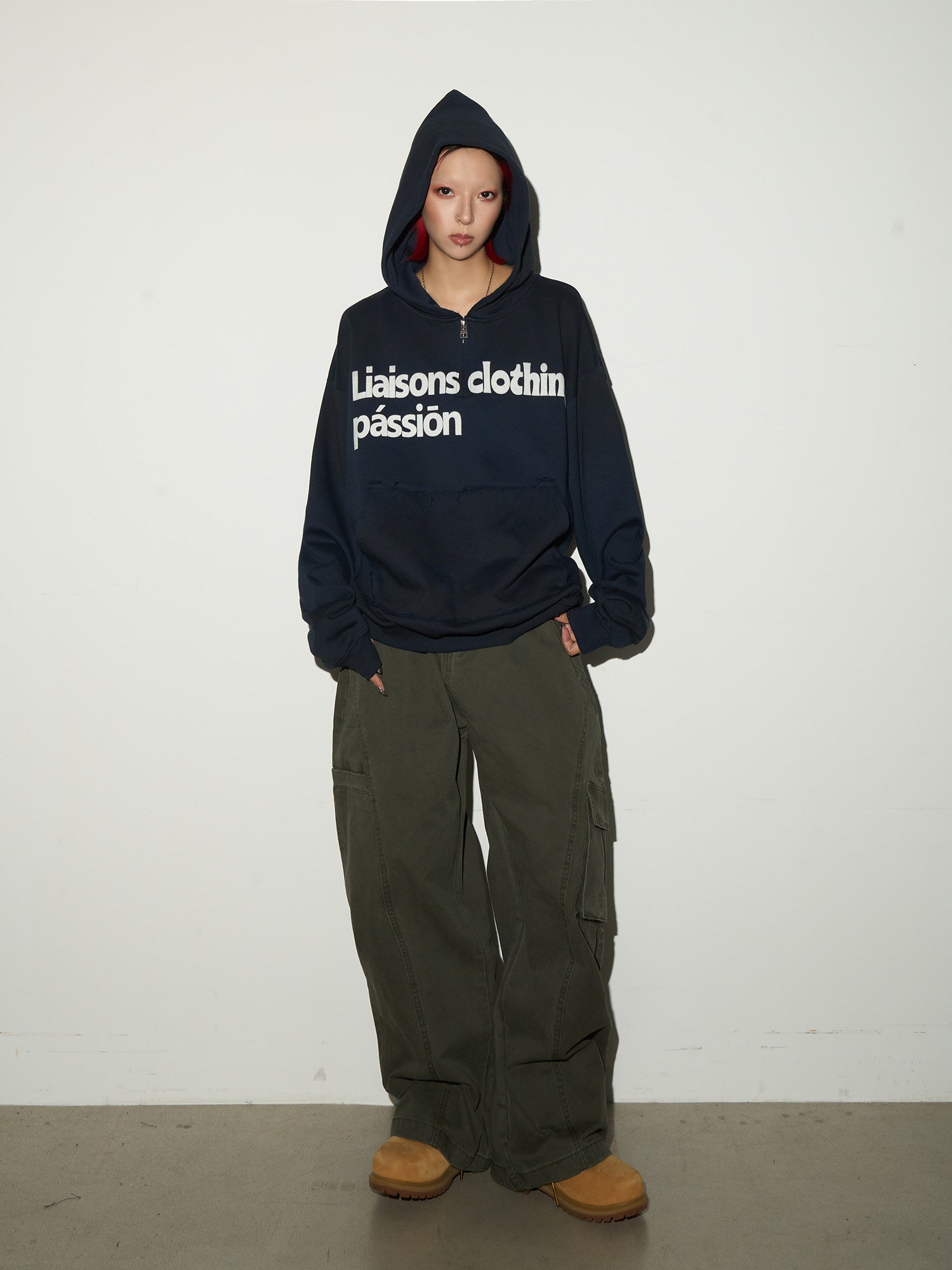 Irregular Dye Letter Print Oversize Hoodie